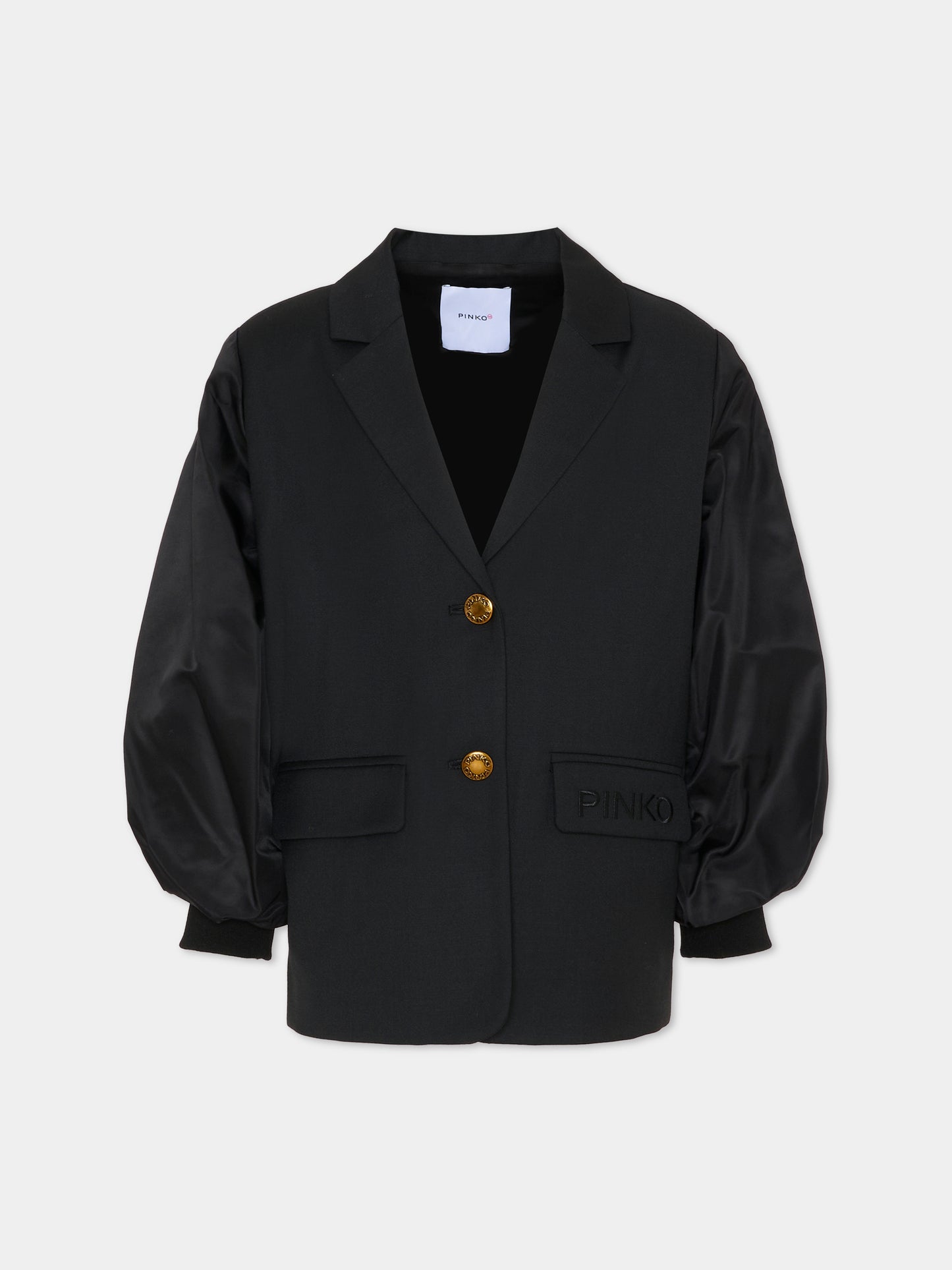 Giacca nera per bambina con logo,Pinko,KFGC001.C.ML025.N000