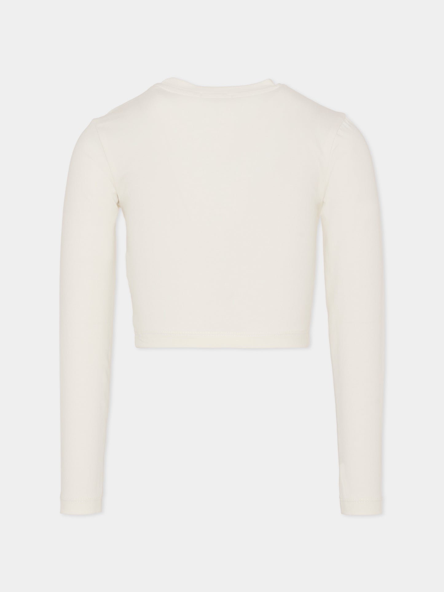 T-shirt crop bianca per bambina con logo,Pinko,KFTS023.C.JE013.0065