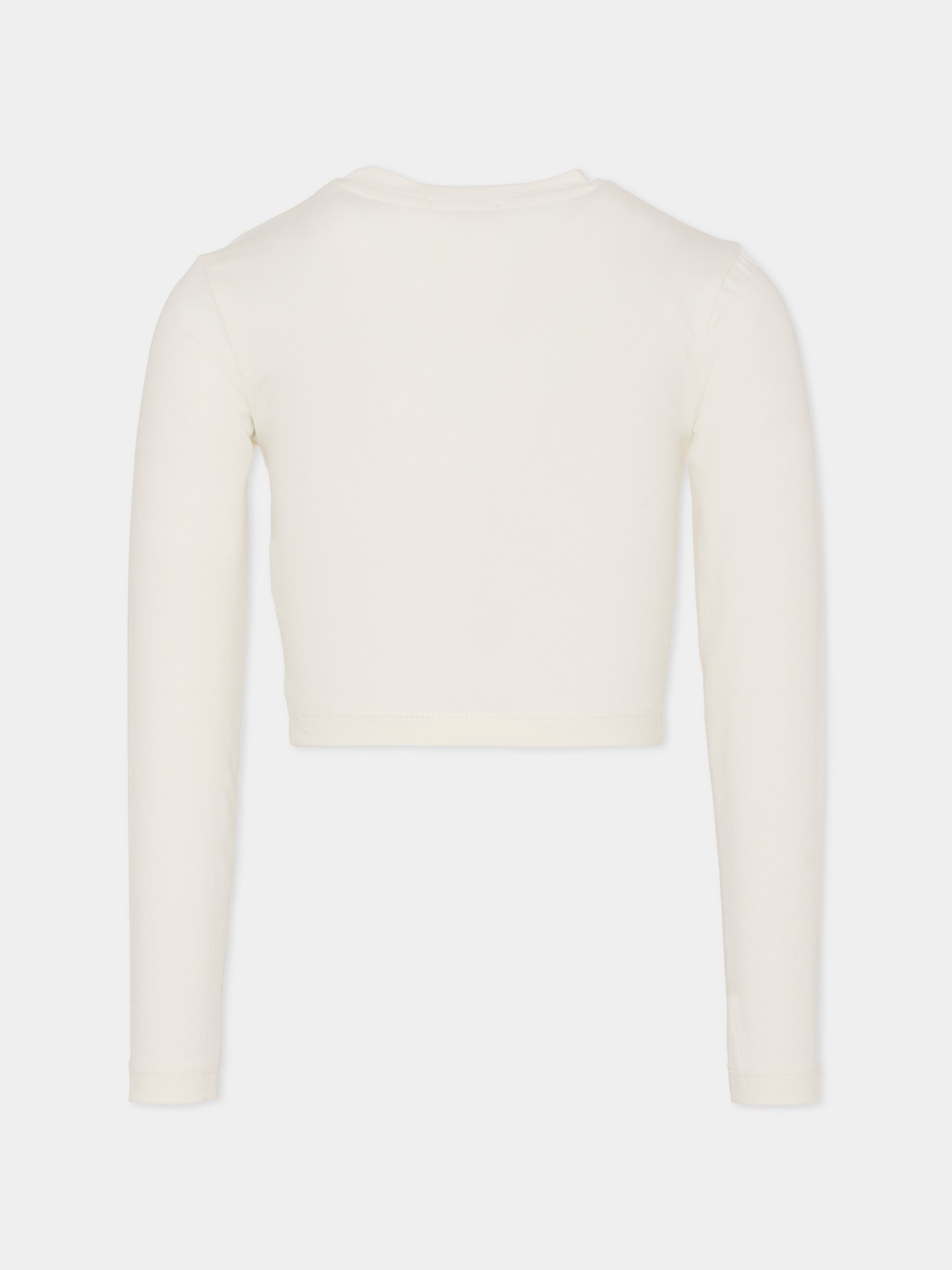 T-shirt crop bianca per bambina con logo,Pinko,KFTS023.C.JE013.0065