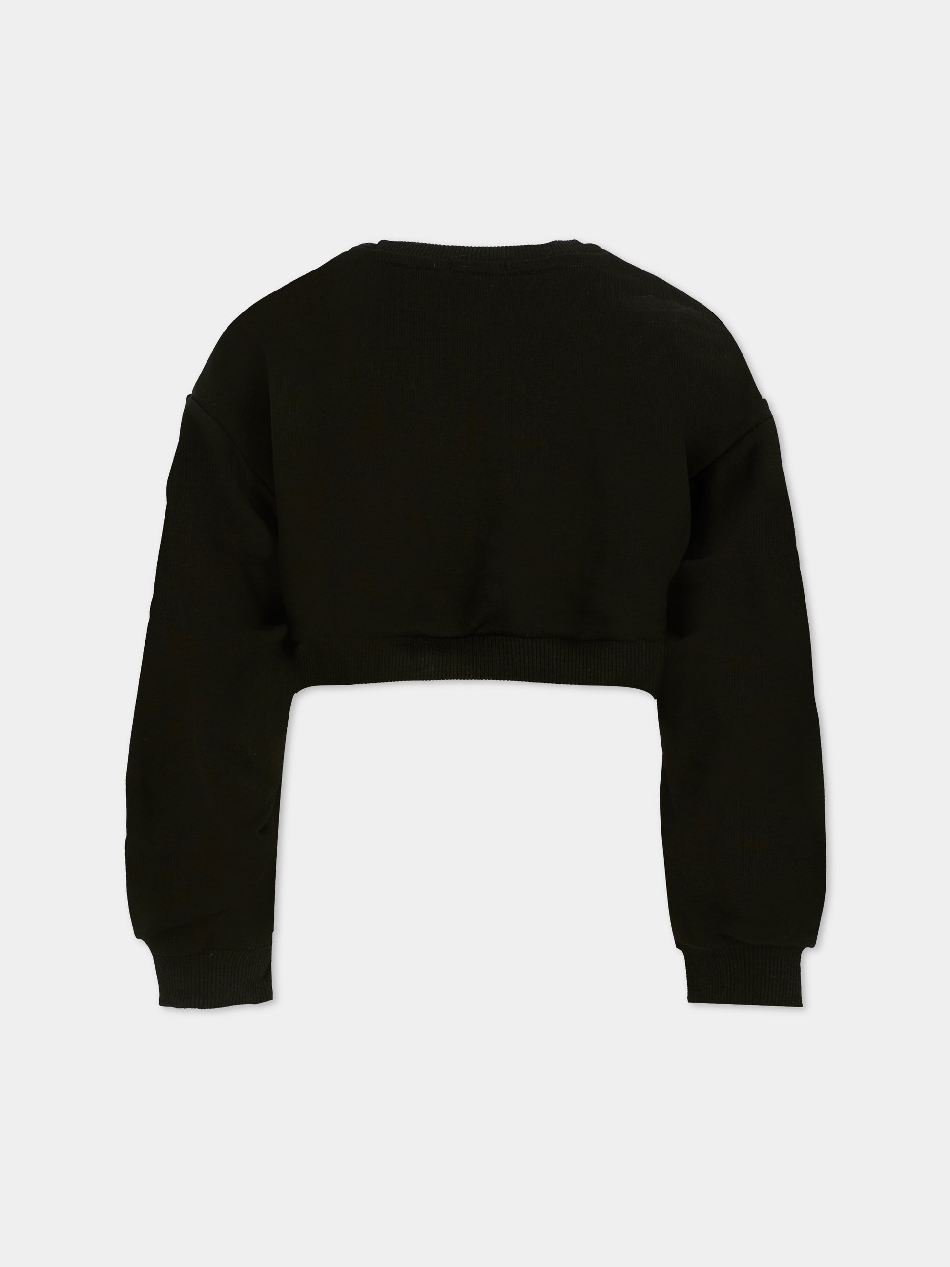 Felpa crop nera per bambina con logo,Pinko,KFFE012.C.FF013.D852