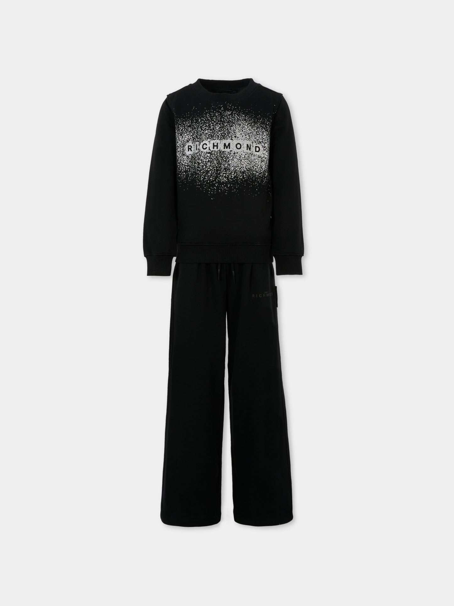 Completo nero per bambina con logo,Richmond,RGA25007CF BLACK