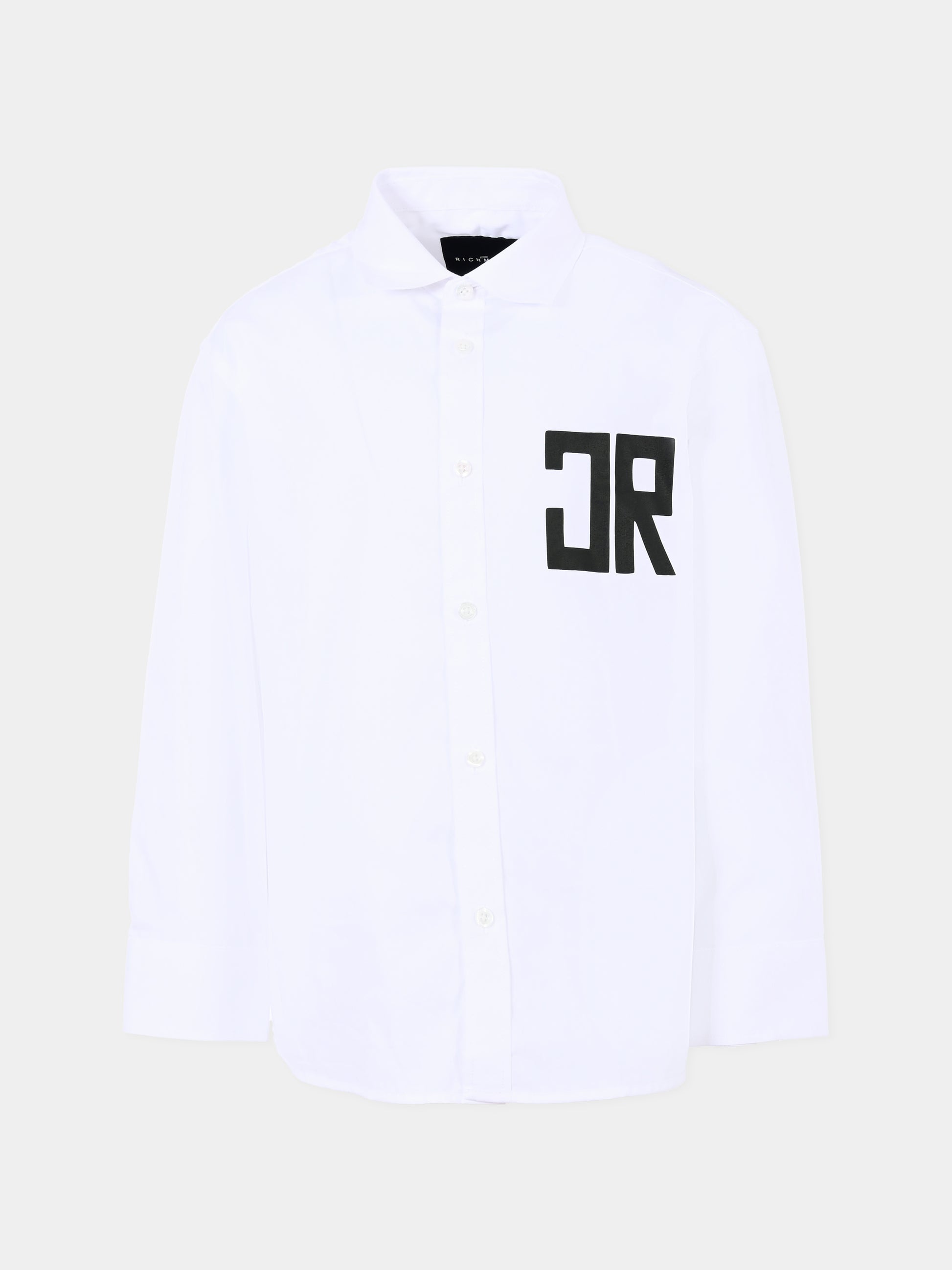 Camicia bianca per bambino con logo,Richmond,RBA25129CA WHITE