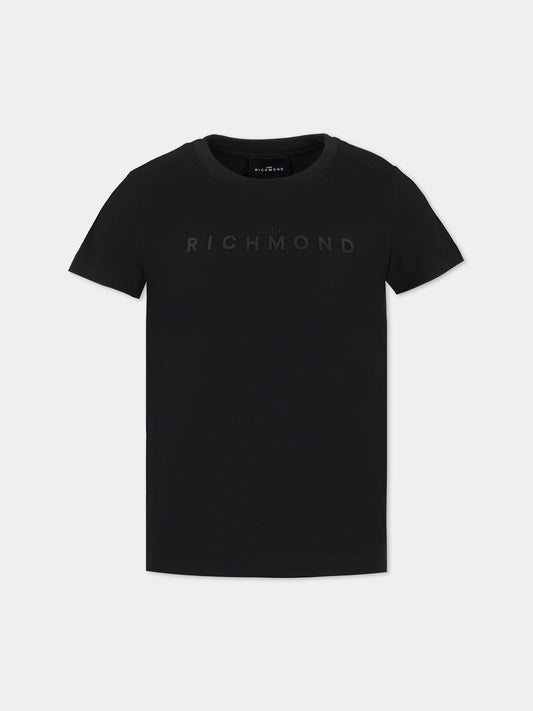 T-shirt nera per bambini con logo nero,Richmond,RBA25009TS BLACK