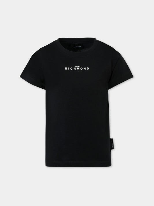 T-shirt nera per bambini con logo,Richmond,RBA25010TS BLACK