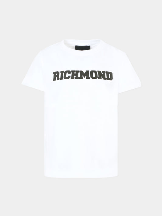 T-shirt bianca per bambino con logo,Richmond,RBA25115TS WHITE