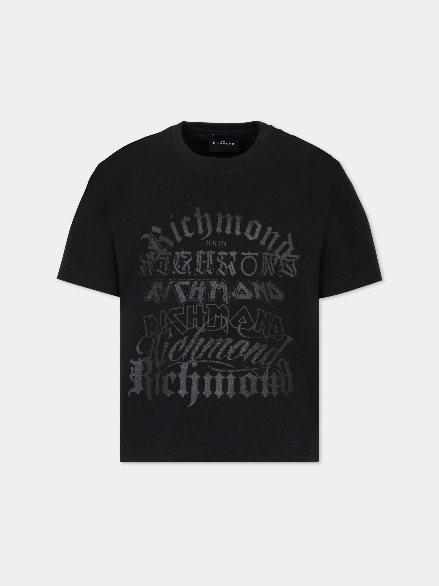 T-shirt nera per bambino con logo grigio,Richmond,RBA25202TS BLACK