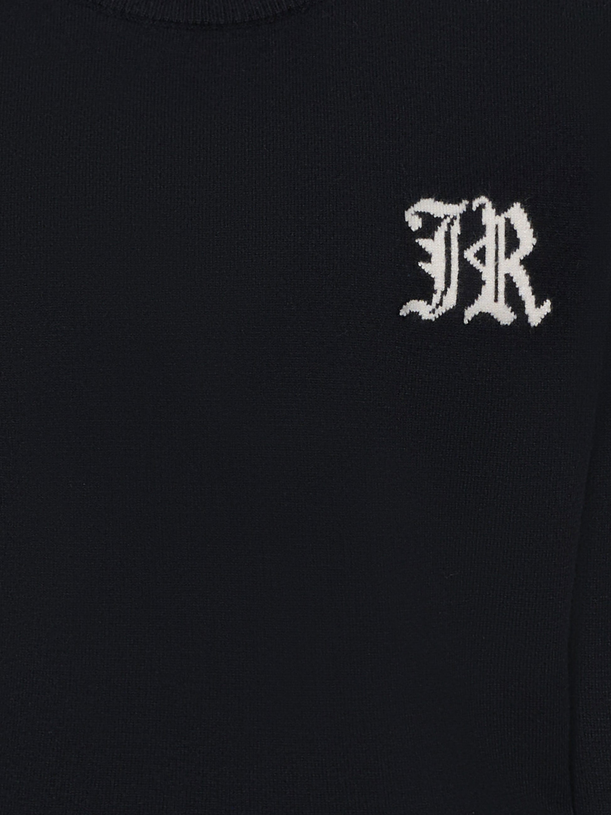 Maglione nero per bambino con logo avorio,Richmond,RBA25011MA BLACK