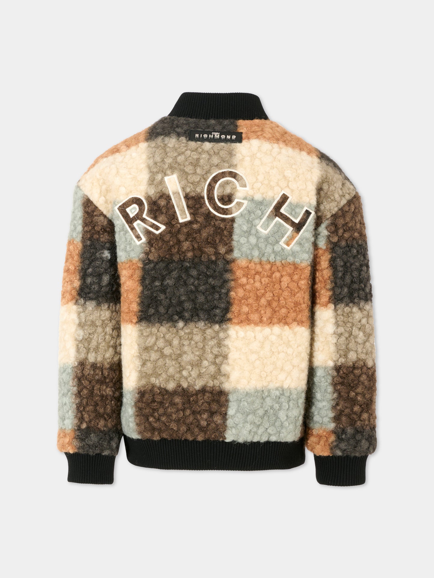 Bomber multicolor per bambino con logo,Richmond,RBA25109GB TEDDY CHECK