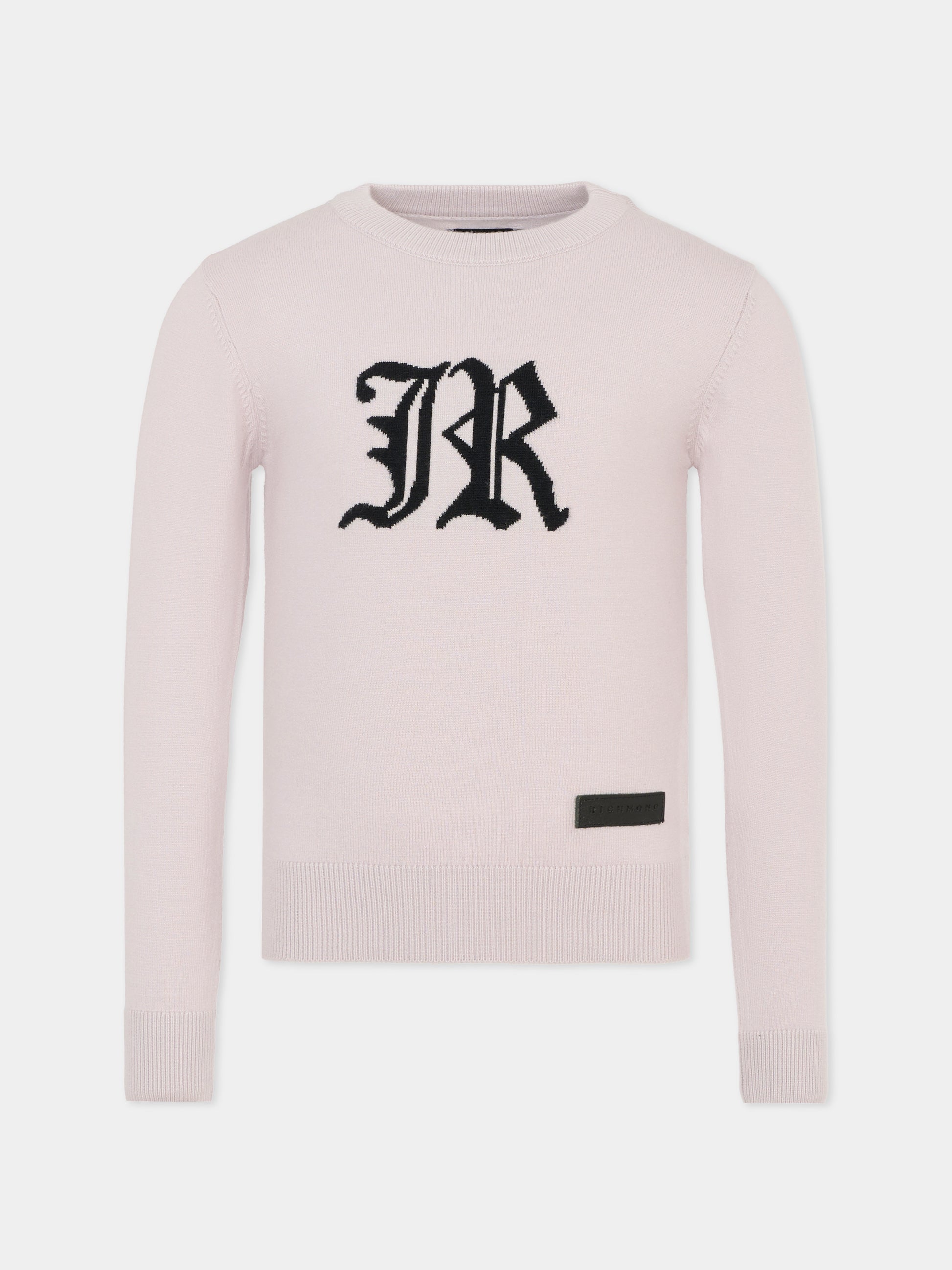 Maglione lilla per bambina con logo nero,Richmond,RGA25012MA BLACK