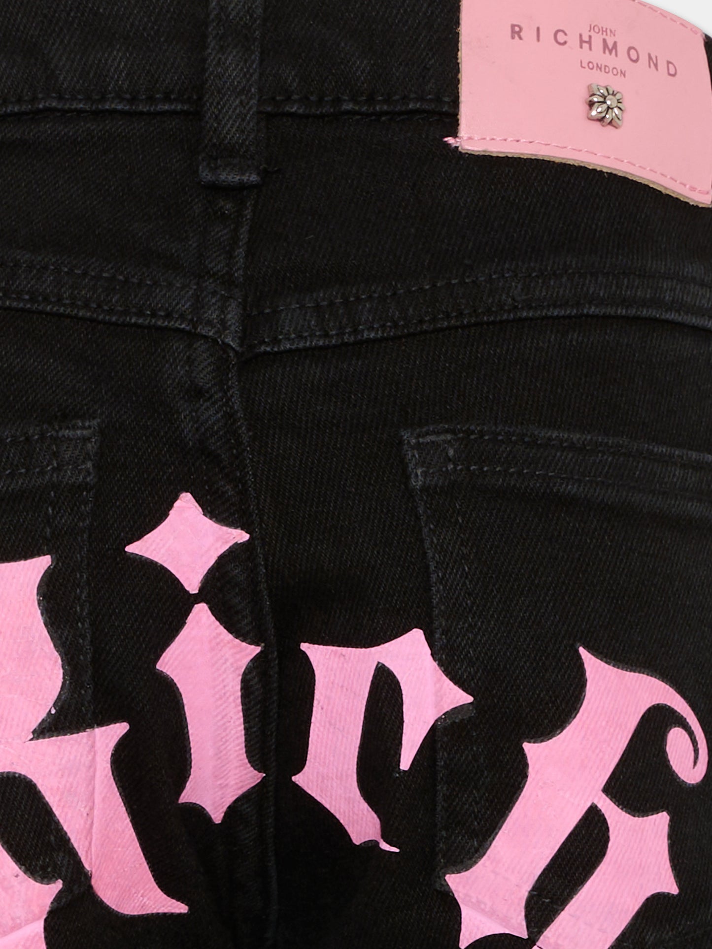 Jeans neri per bambina con logo,Richmond,RGA25253JE DENIM BLACK