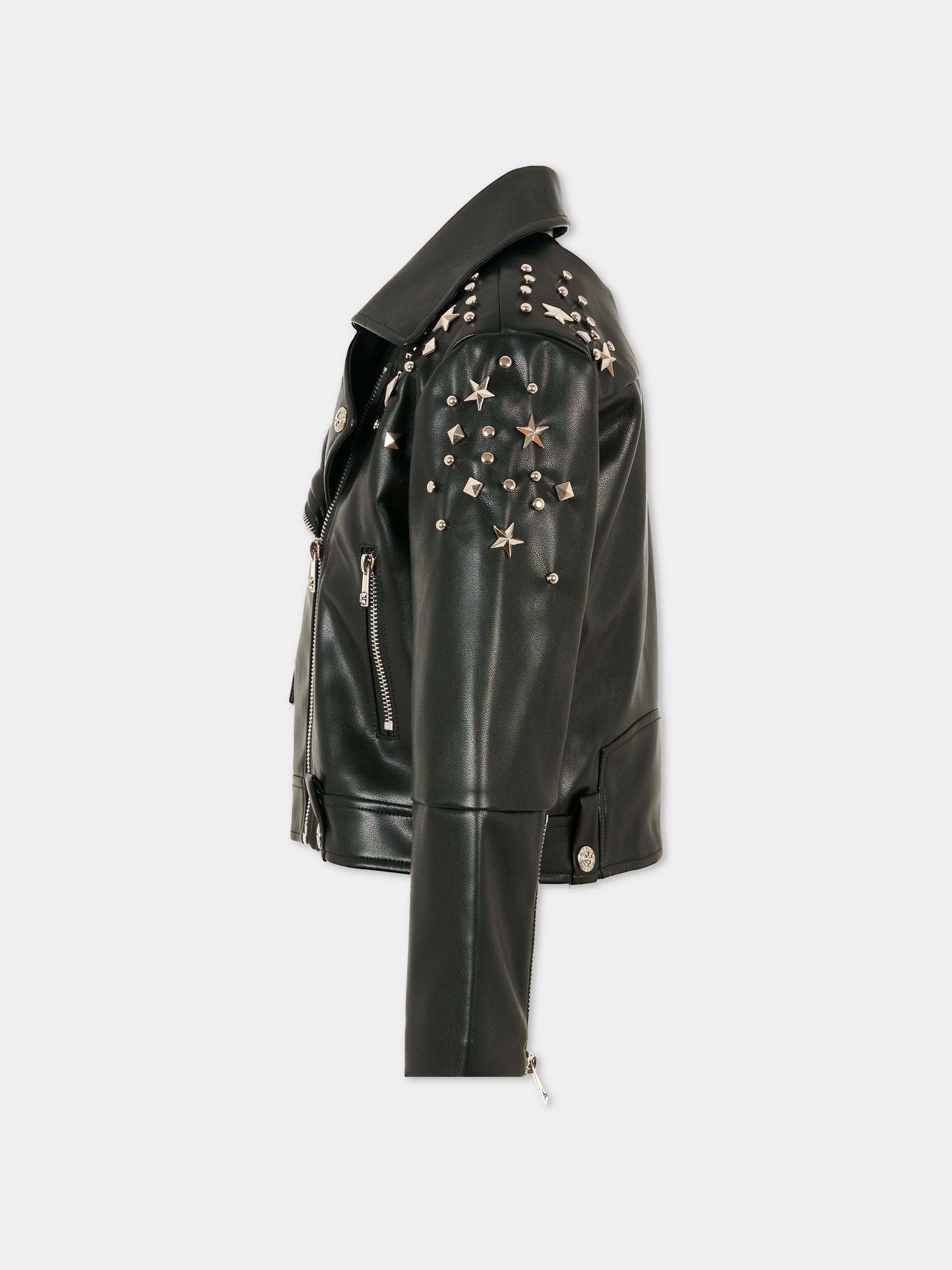 Giubbotto in ecopelle nero per bambina con borchie,Richmond,RGA25202GB BLACK