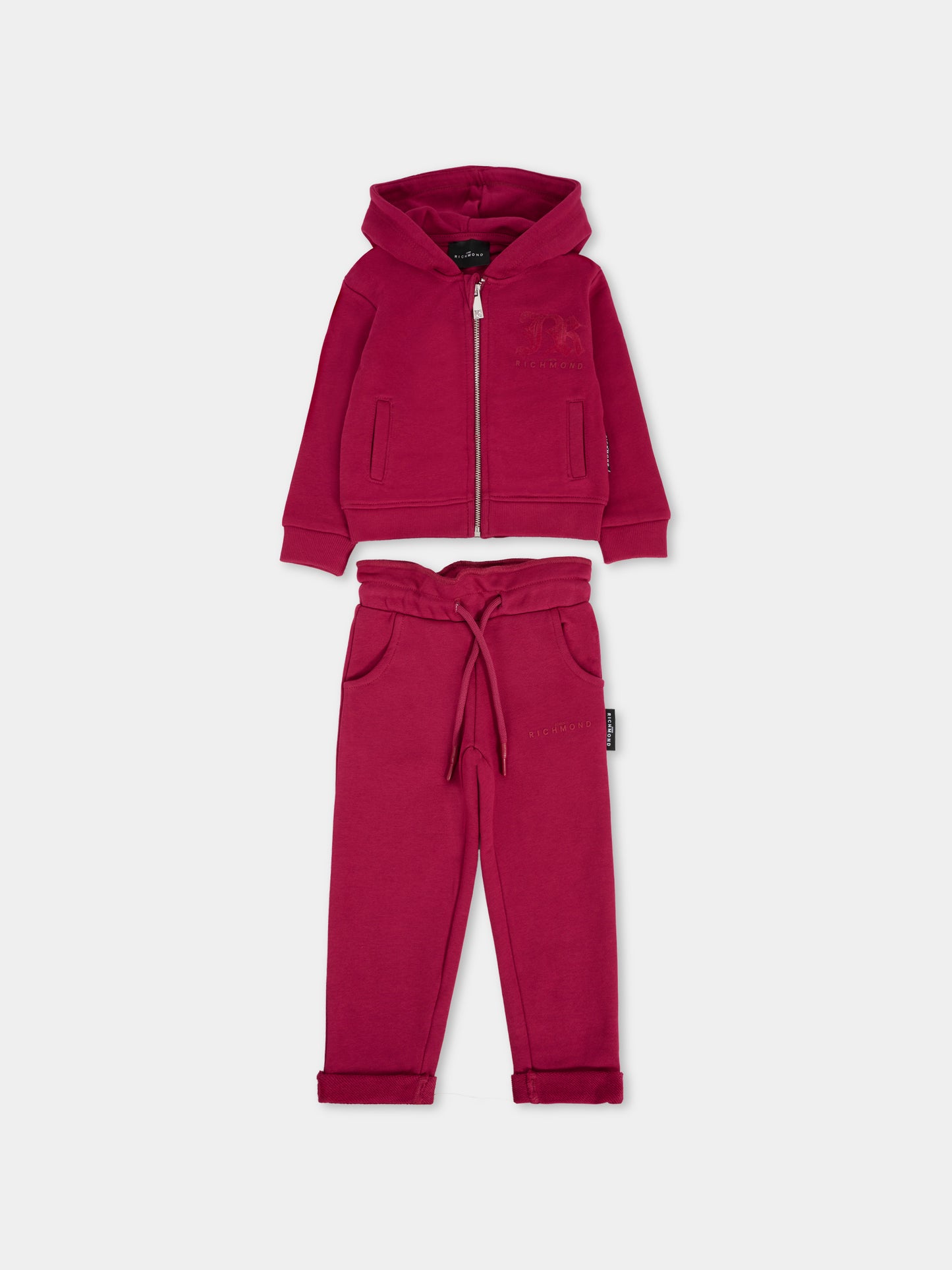 Completo rosso per neonata con logo,Richmond,RIA25027CF RED PLUM