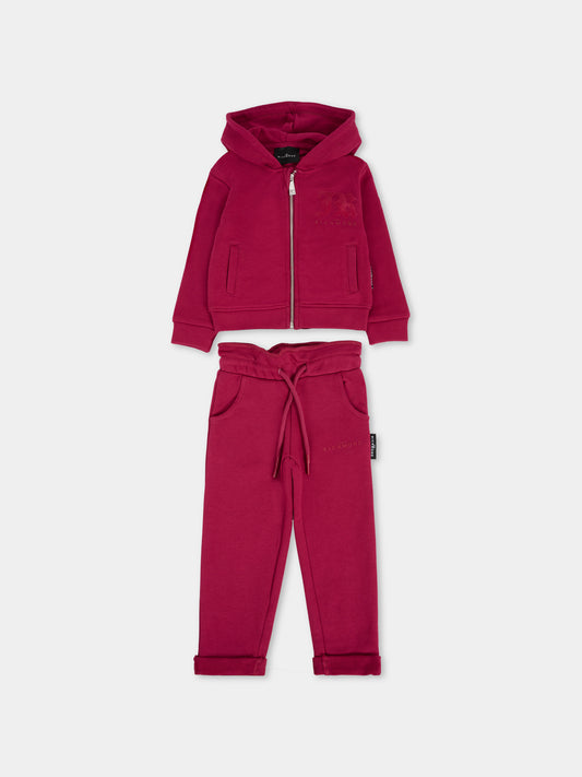 Completo rosso per neonata con logo,Richmond,RIA25027CF RED PLUM