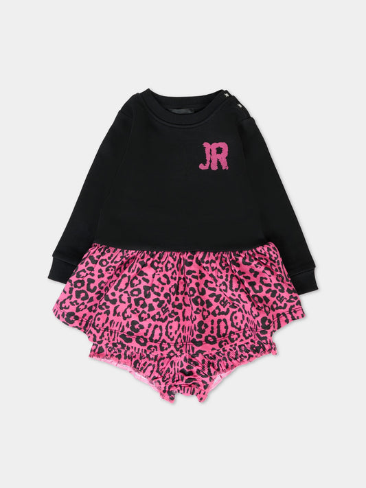 Vestito nero per neonata con logo,Richmond,RIA25120VE BLACK