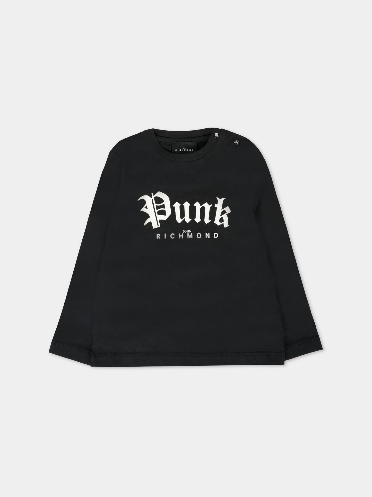 T-shirt nera per neonata con scritta e logo,Richmond,RIA25097TS BLACK