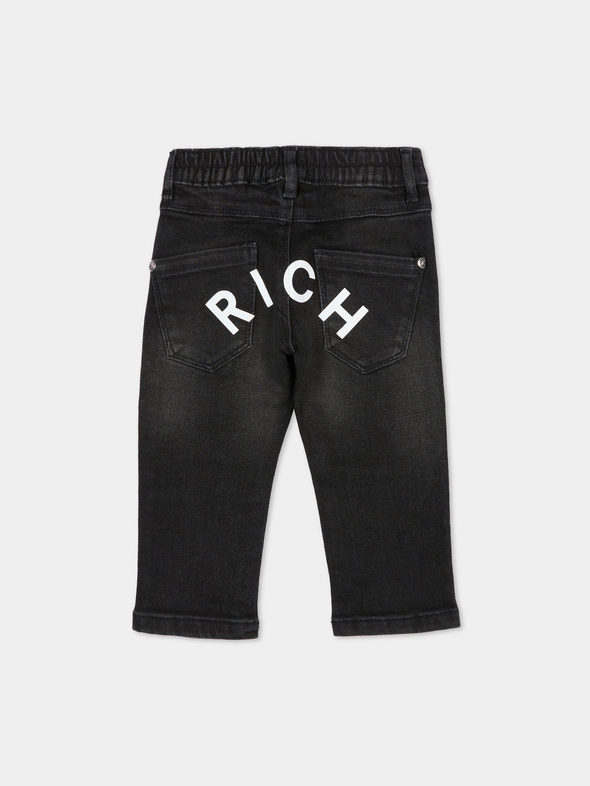 Jeans neri per neonati con logo,Richmond,RIA25125JE DENIM BLACK