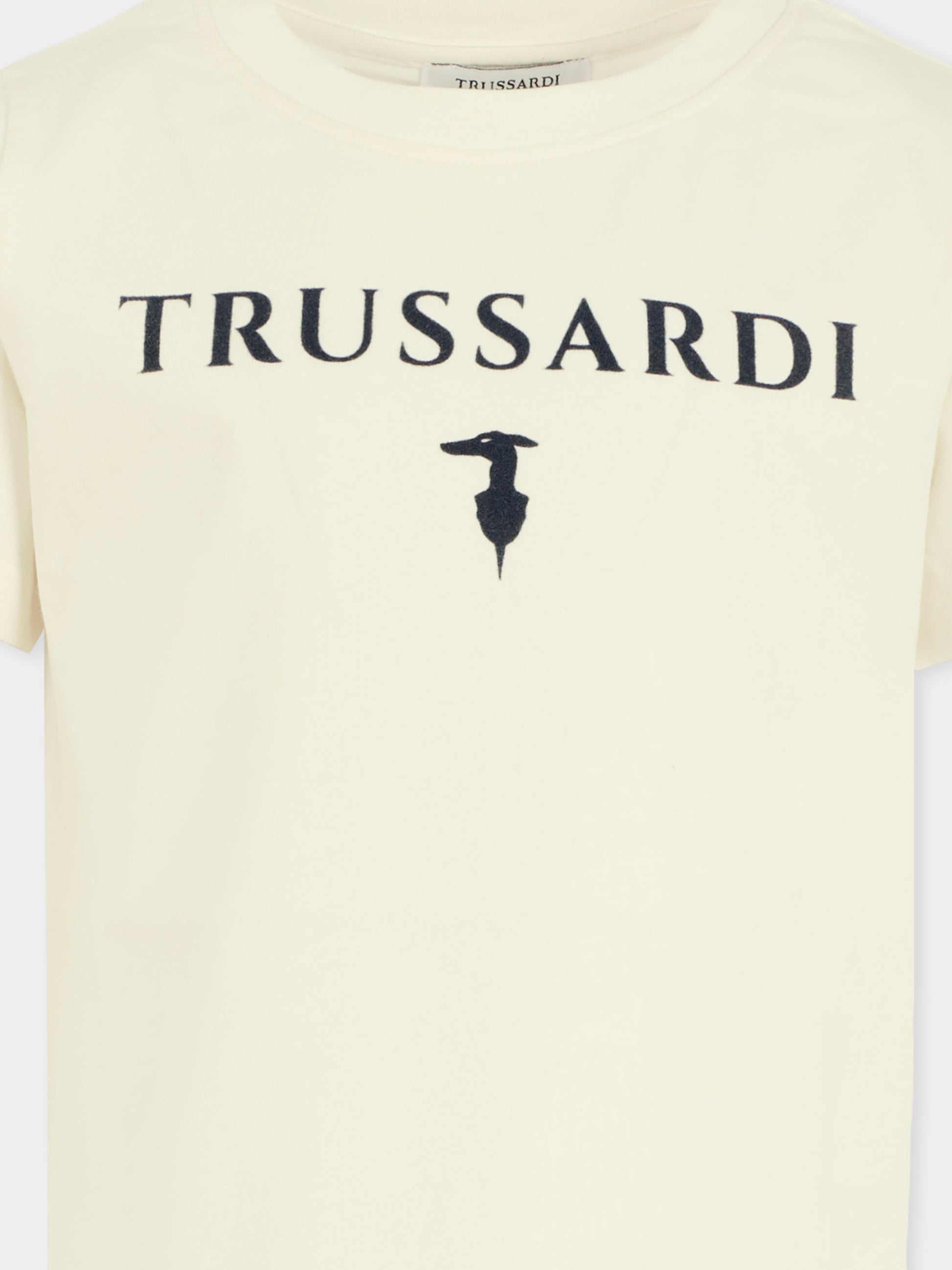 T-shirt bianca per bambino con logo,Trussardi Junior,TBA25003TS OFF-WHITE