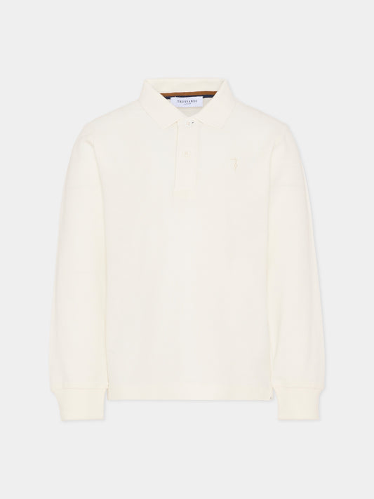 Polo avorio per bambino con logo,Trussardi Junior,TBA25013PO OFF-WHITE