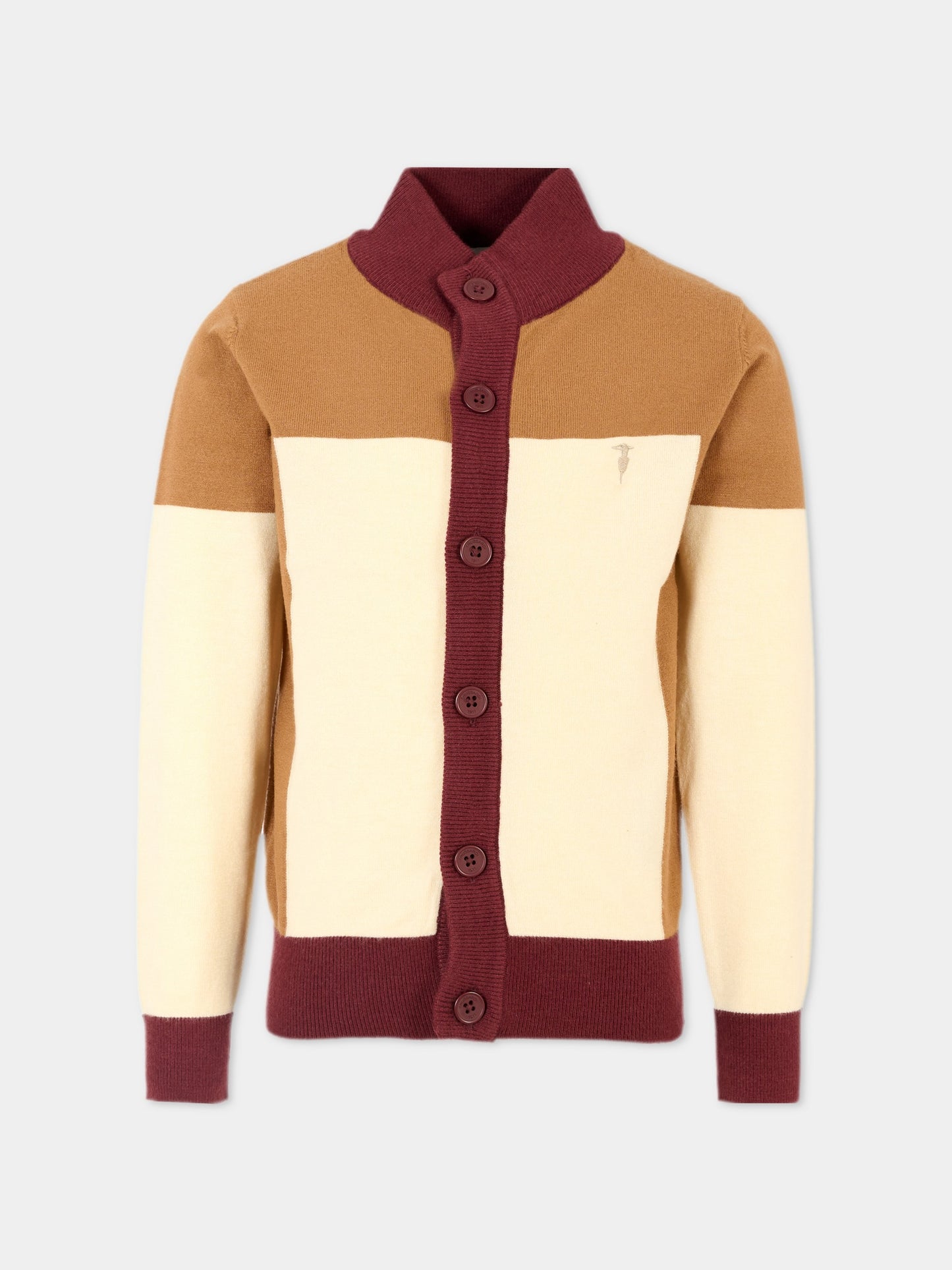 Cardigan multicolor per bambino con logo ricamato,Trussardi Junior,TBA25048CD NEW ECRU