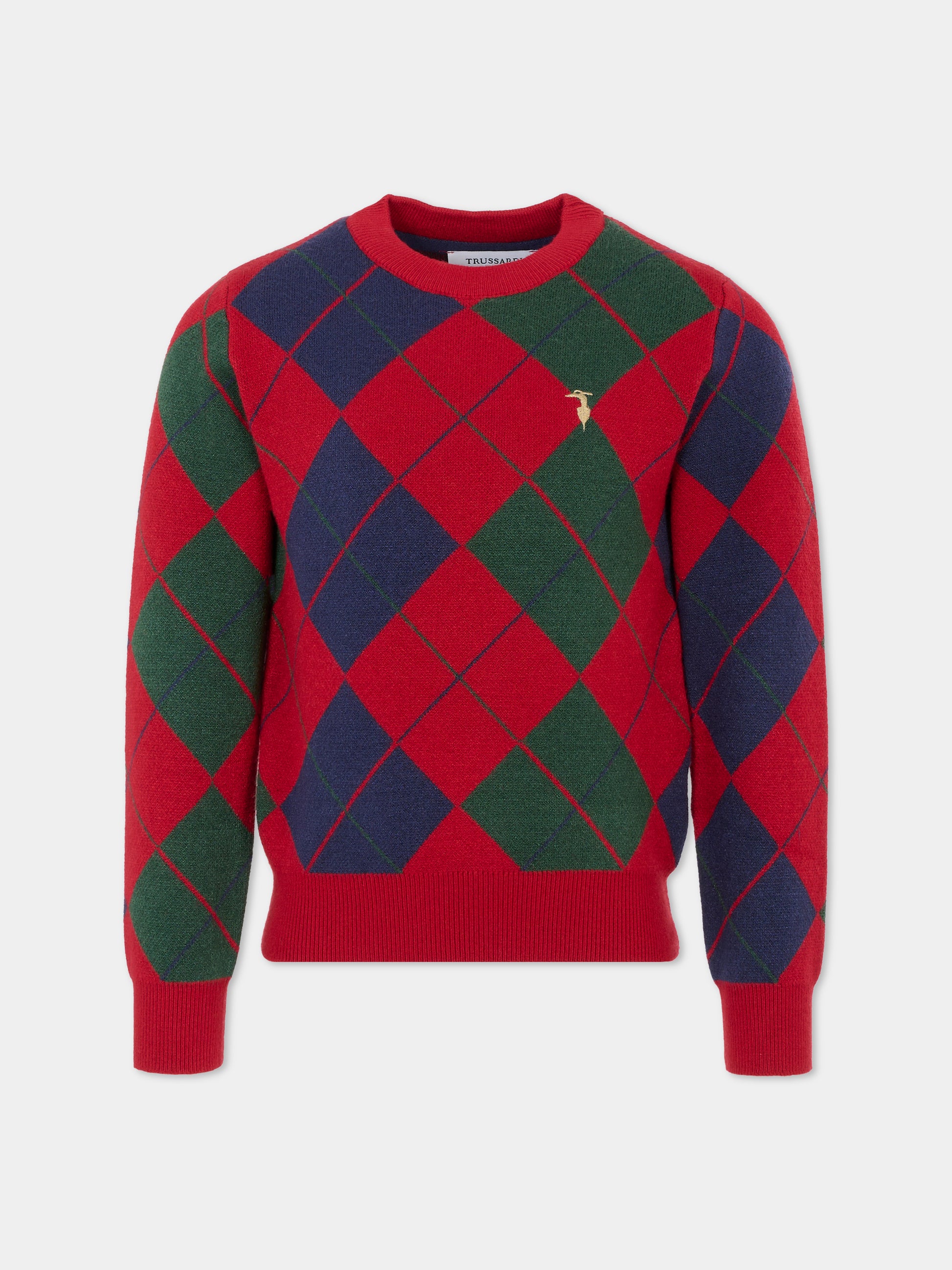 Maglione rosso per bambino con ricamo,Trussardi Junior,TBA25062MA EMBOLDENED