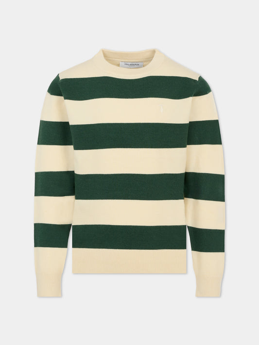 Maglione multicolor per bambino con logo,Trussardi Junior,TBA25054MA PINENEEDLE