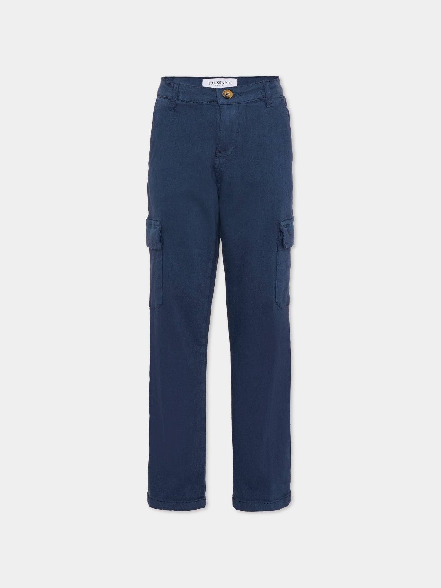 Pantaloni blu per bambino con logo ricamato,Trussardi Junior,TBA25035PA PEACOAT