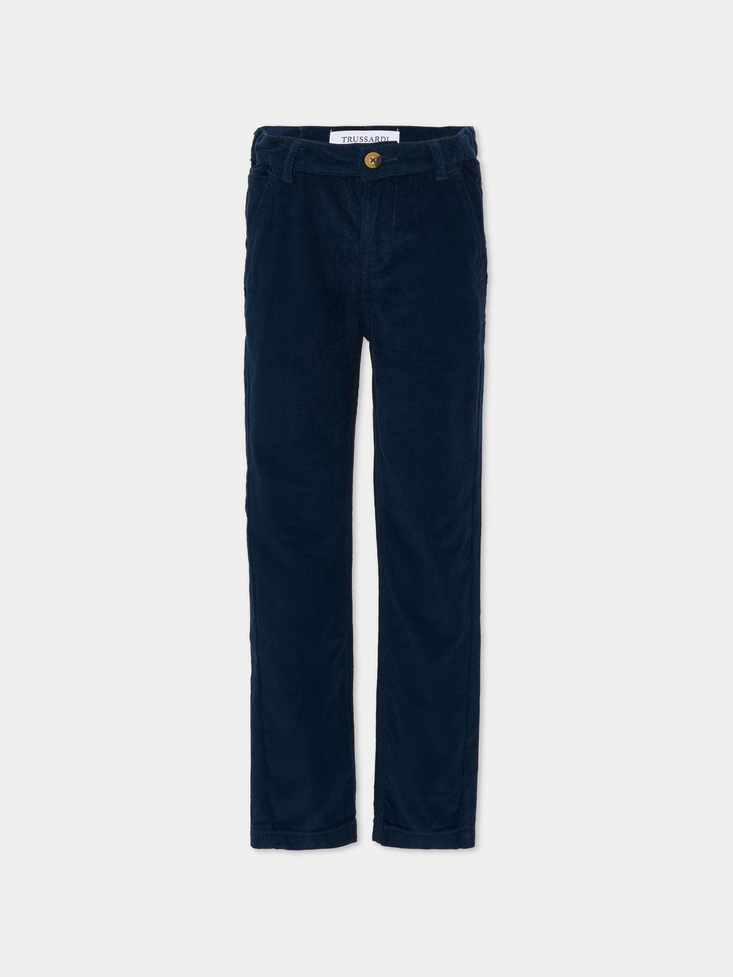 Pantaloni blu per bambino con logo,Trussardi Junior,TBA25025PA PEACOAT