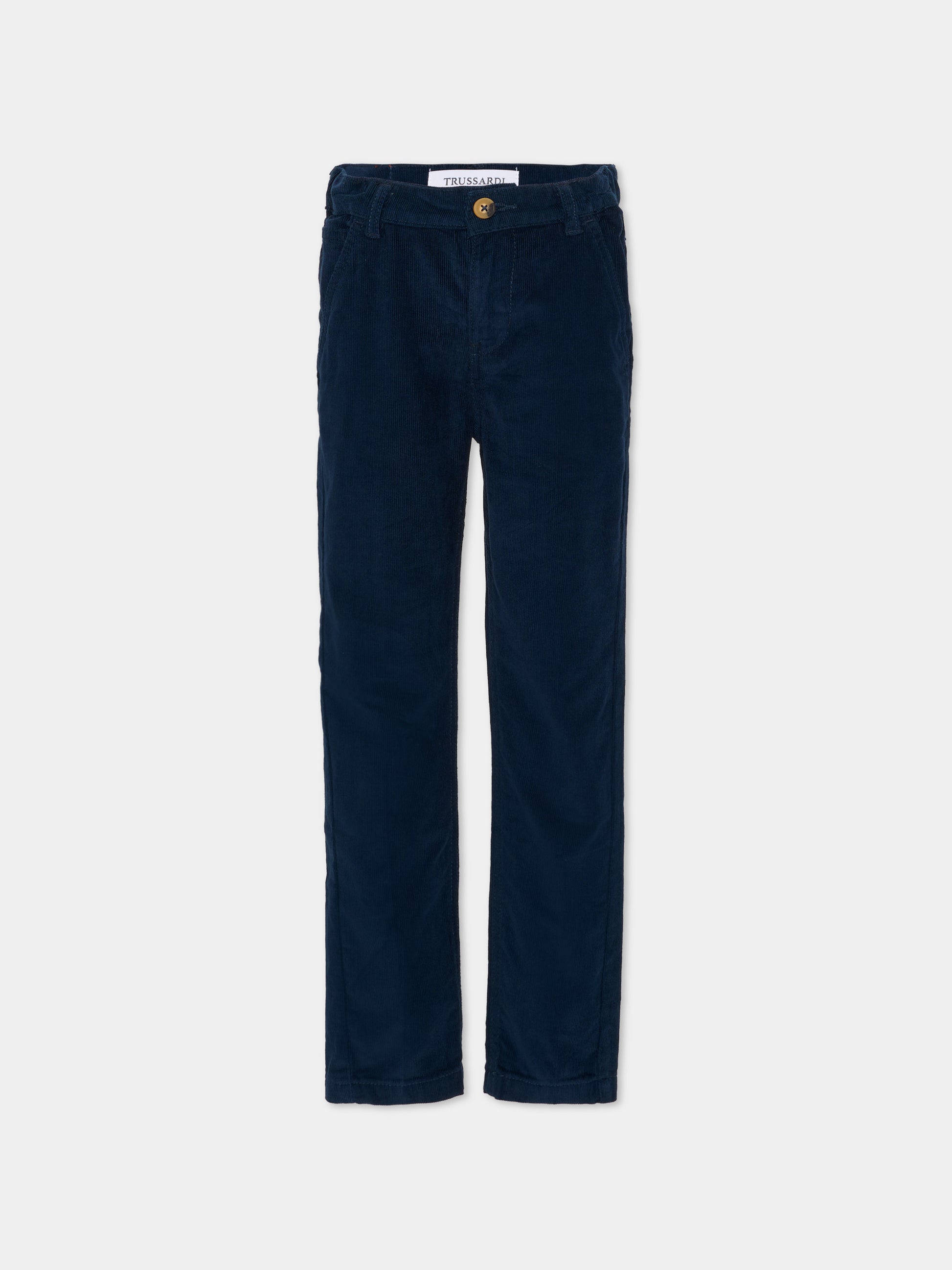 Pantaloni blu per bambino con logo,Trussardi Junior,TBA25025PA PEACOAT