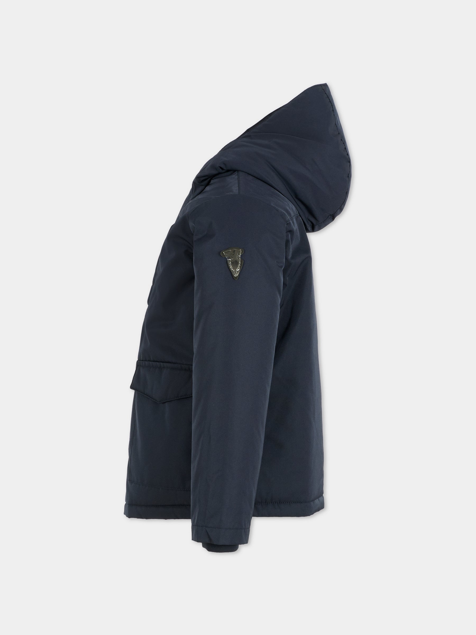 Giubbotto blu per bambino con logo,Trussardi Junior,TBA25094GB PEACOAT