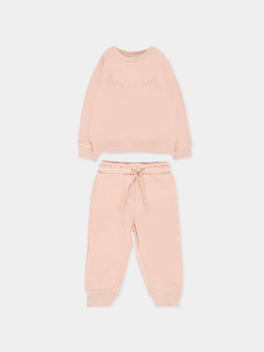 Completo rosa per neonata con logo,Trussardi Junior,TIA25001CF ROSE SMOKE