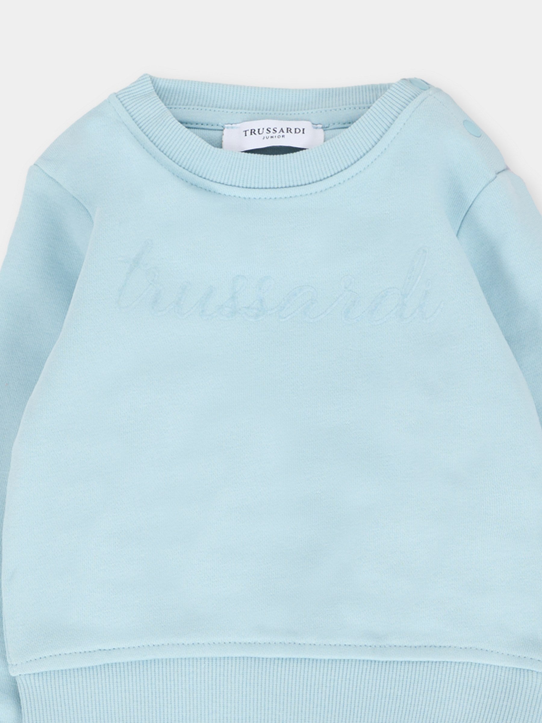 Completo celeste per neonato con logo,Trussardi Junior,TIA25001CF BLUE STERLING