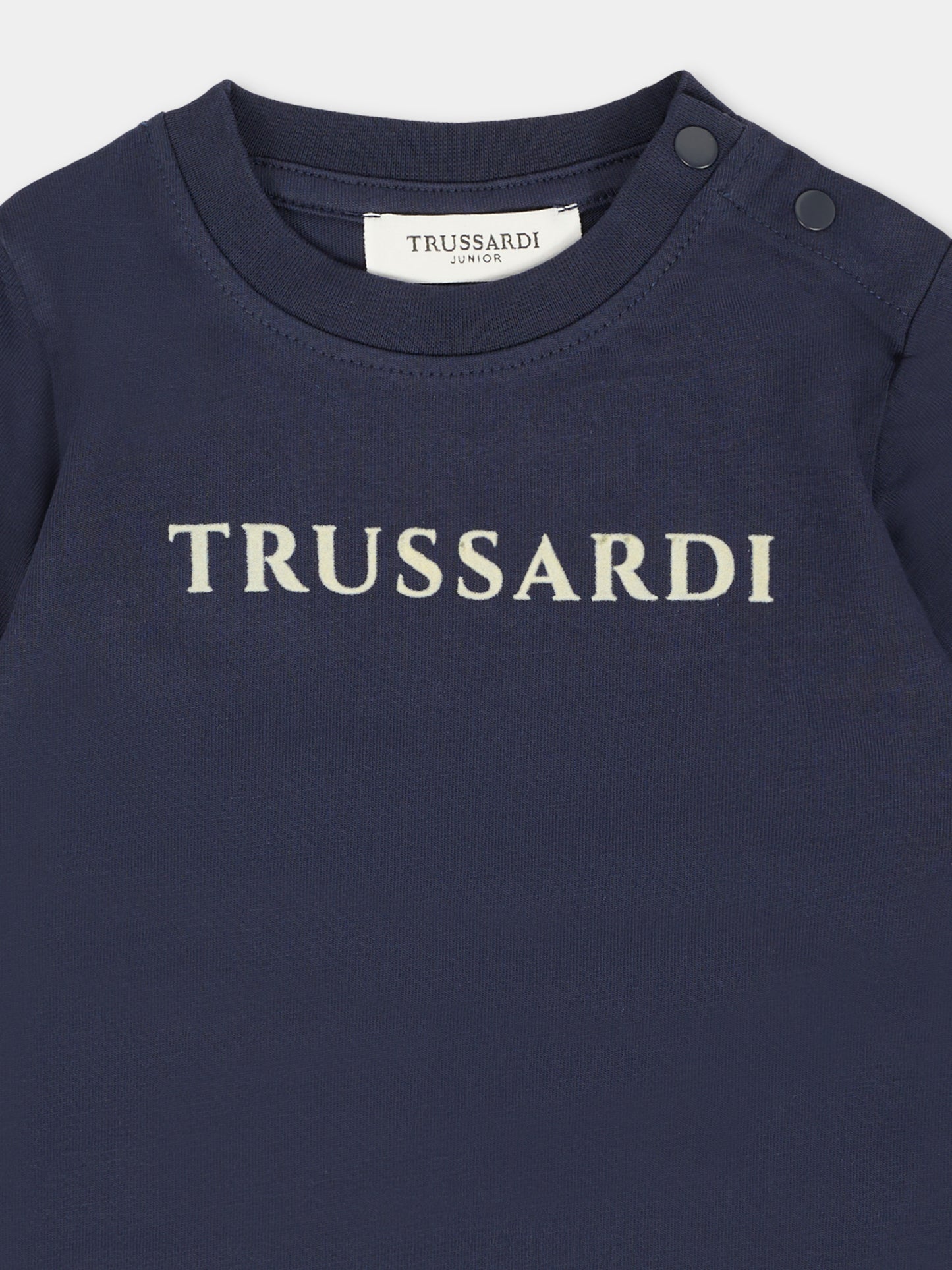 T-shirt blu per neonato con logo,Trussardi Junior,TIA25014TS PEACOAT