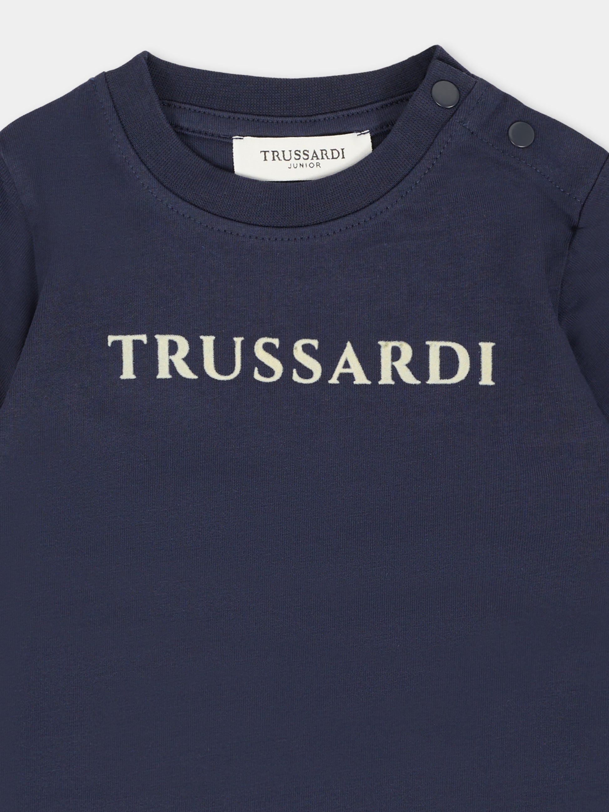 T-shirt blu per neonato con logo,Trussardi Junior,TIA25014TS PEACOAT