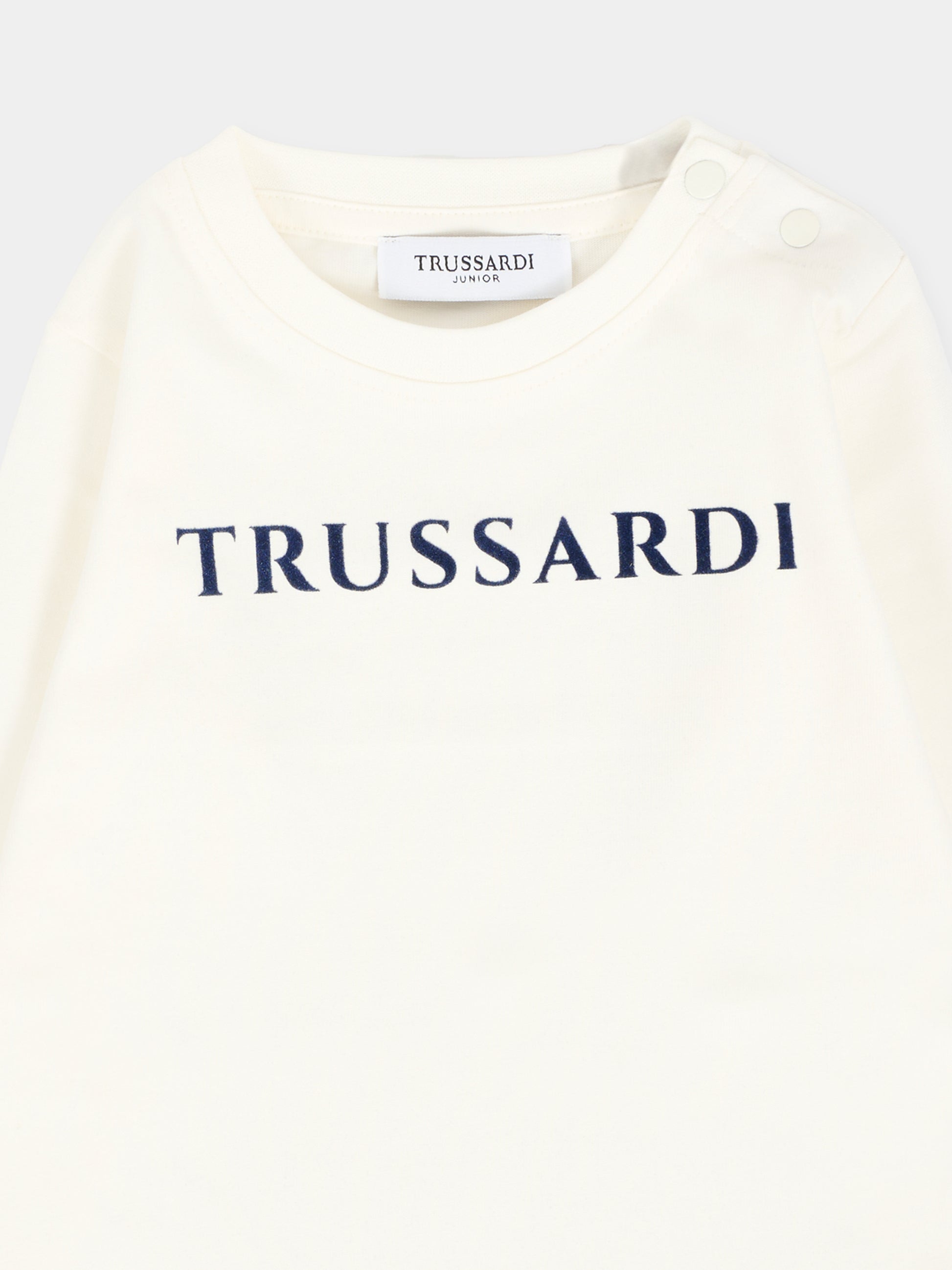 T-shirt bianca per neonato con logo,Trussardi Junior,TIA25017TS OFF-WHITE