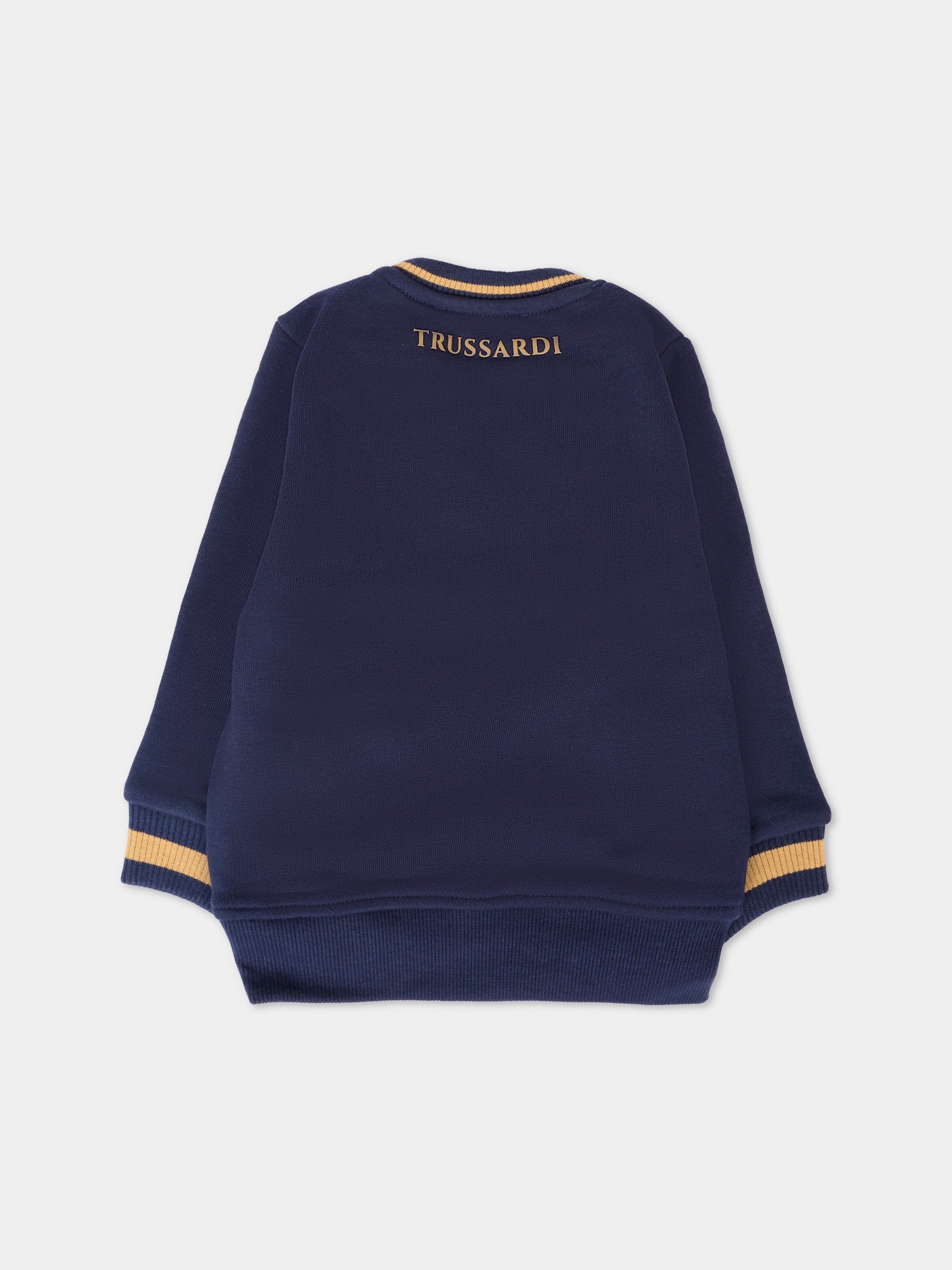 Felpa blu per neonato con logo ricamato,Trussardi Junior,TIA25080FE PEACOAT