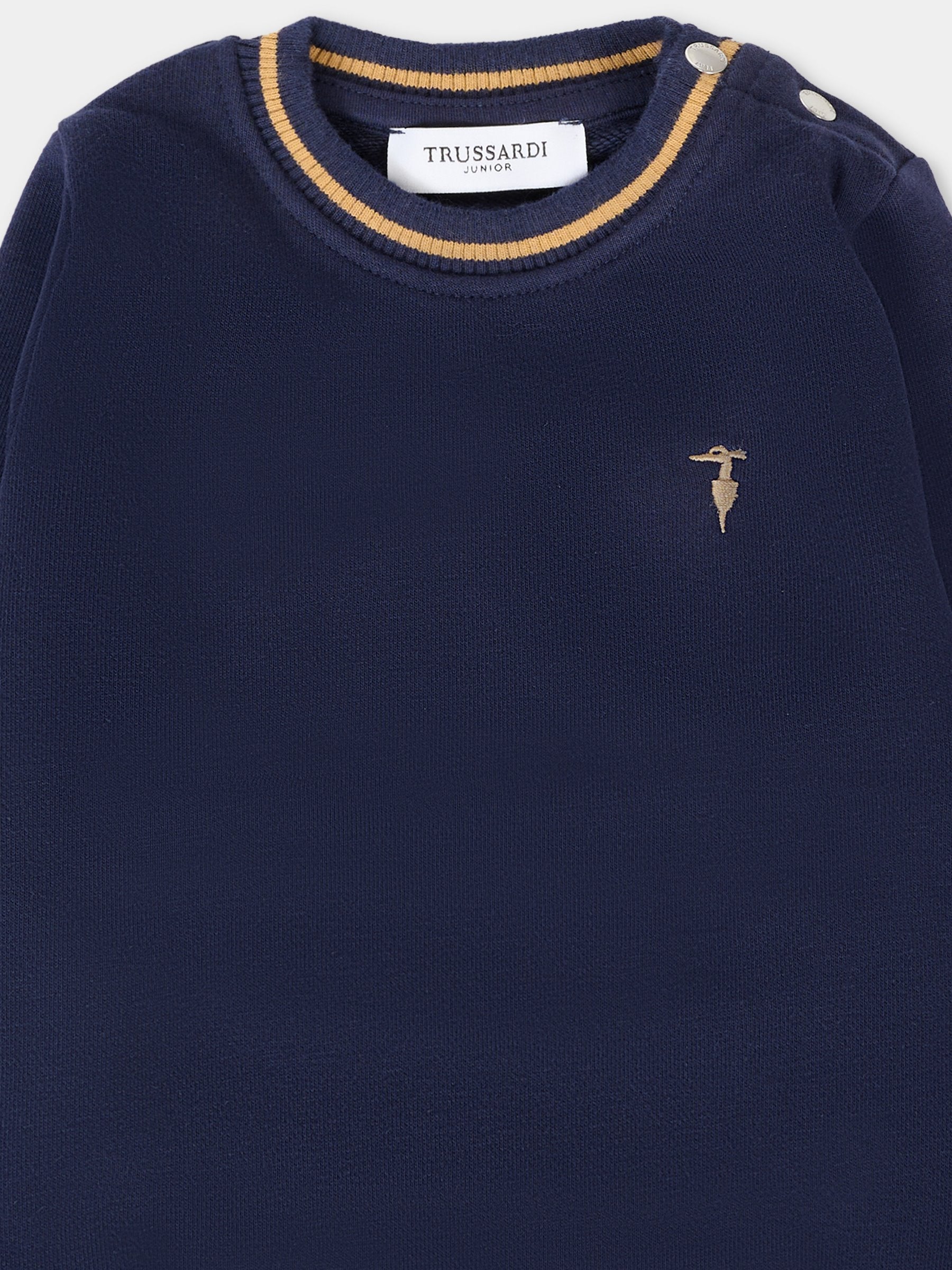 Felpa blu per neonato con logo ricamato,Trussardi Junior,TIA25080FE PEACOAT