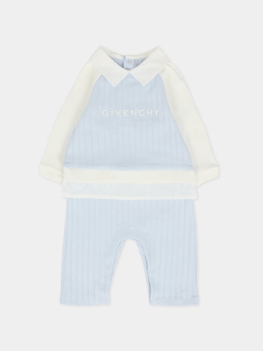 Tutina celeste per neonato con logo,Givenchy Kids,H30863 771