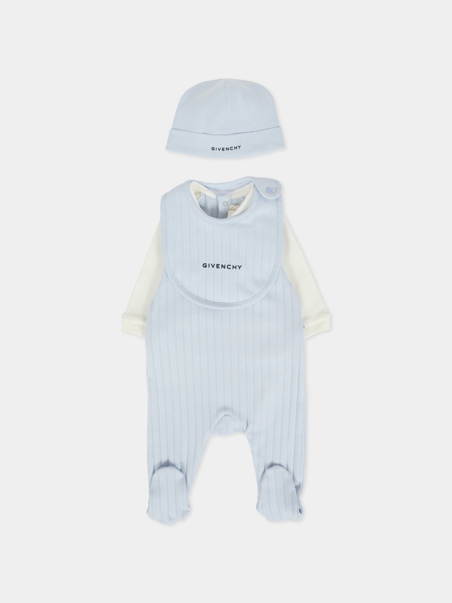 Set tutina celeste per neonato con logo,Givenchy Kids,H30864 771