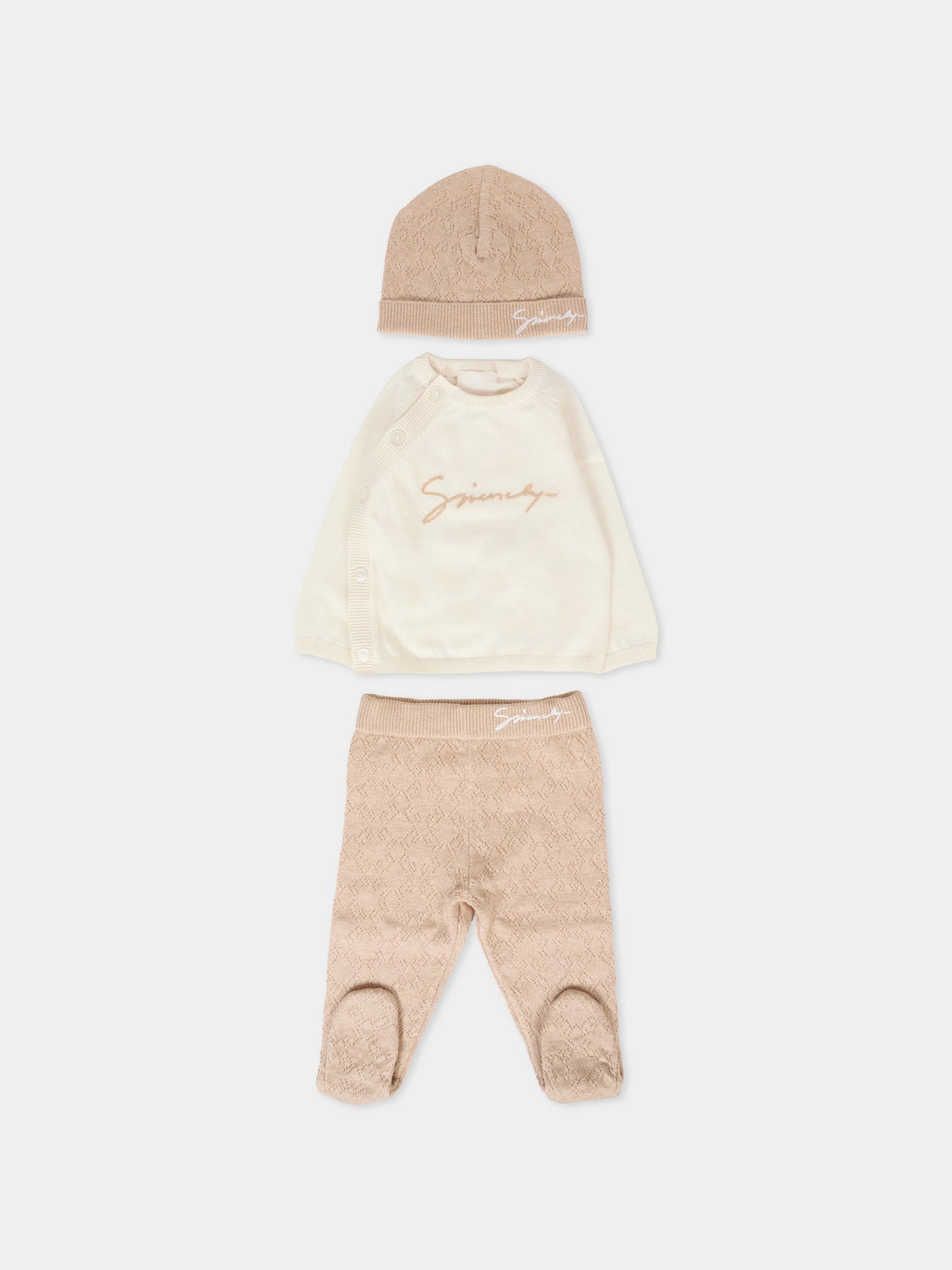 Completo nascita beige per neonati con logo,Givenchy Kids,H30872 117