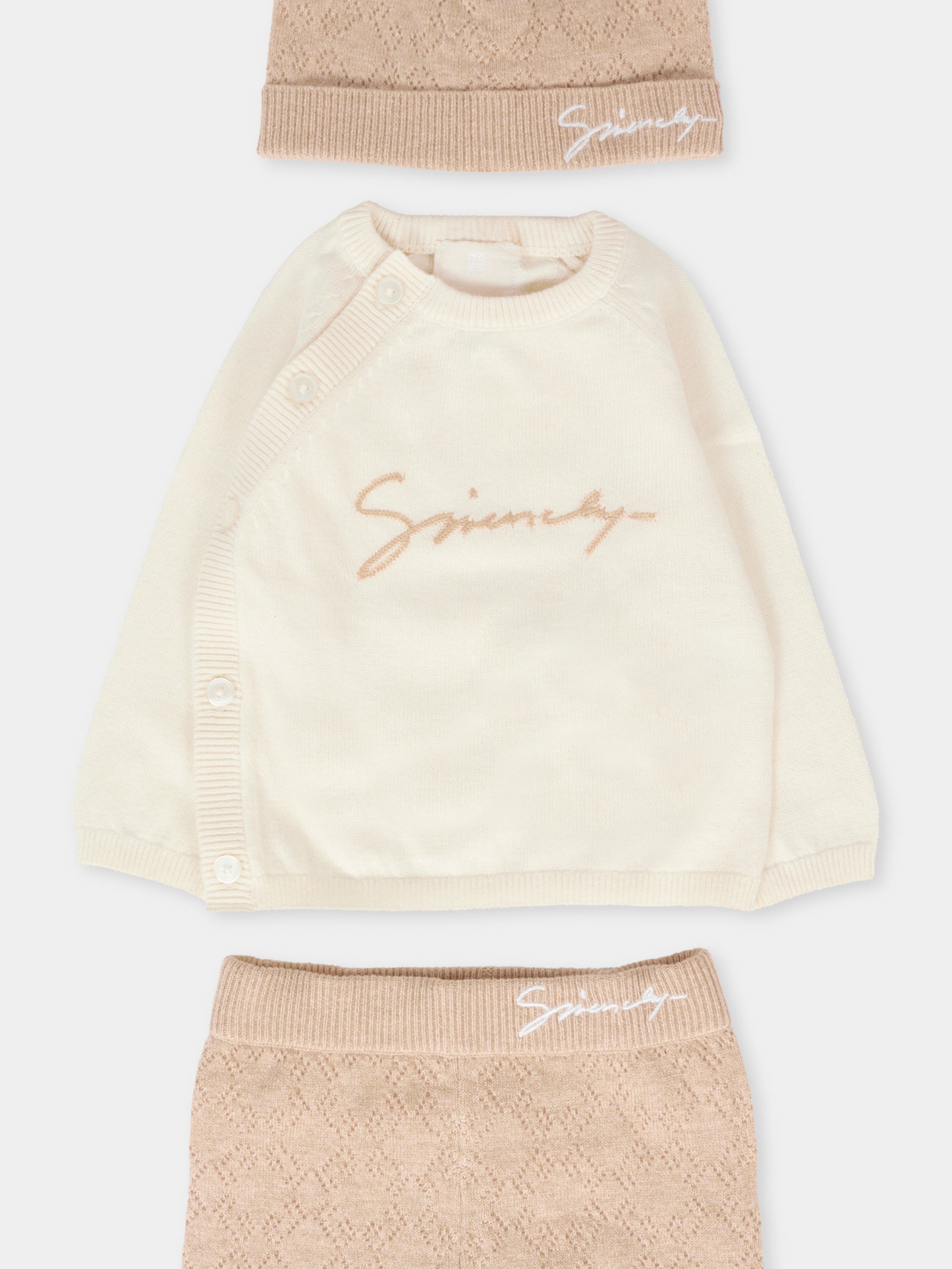 Completo nascita beige per neonati con logo,Givenchy Kids,H30872 117