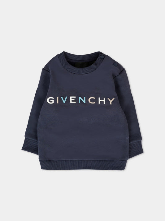Felpa blu per neonato con logo,Givenchy Kids,H30884 853