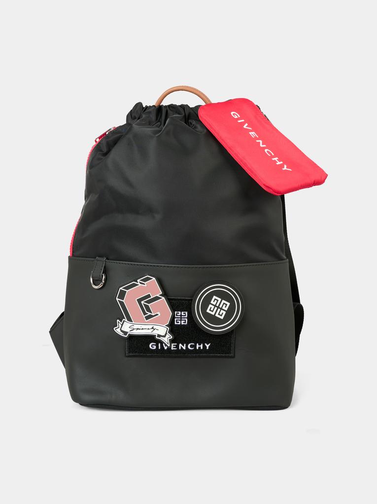 Zaino nero per bambini con patches,Givenchy Kids,H30906 09B