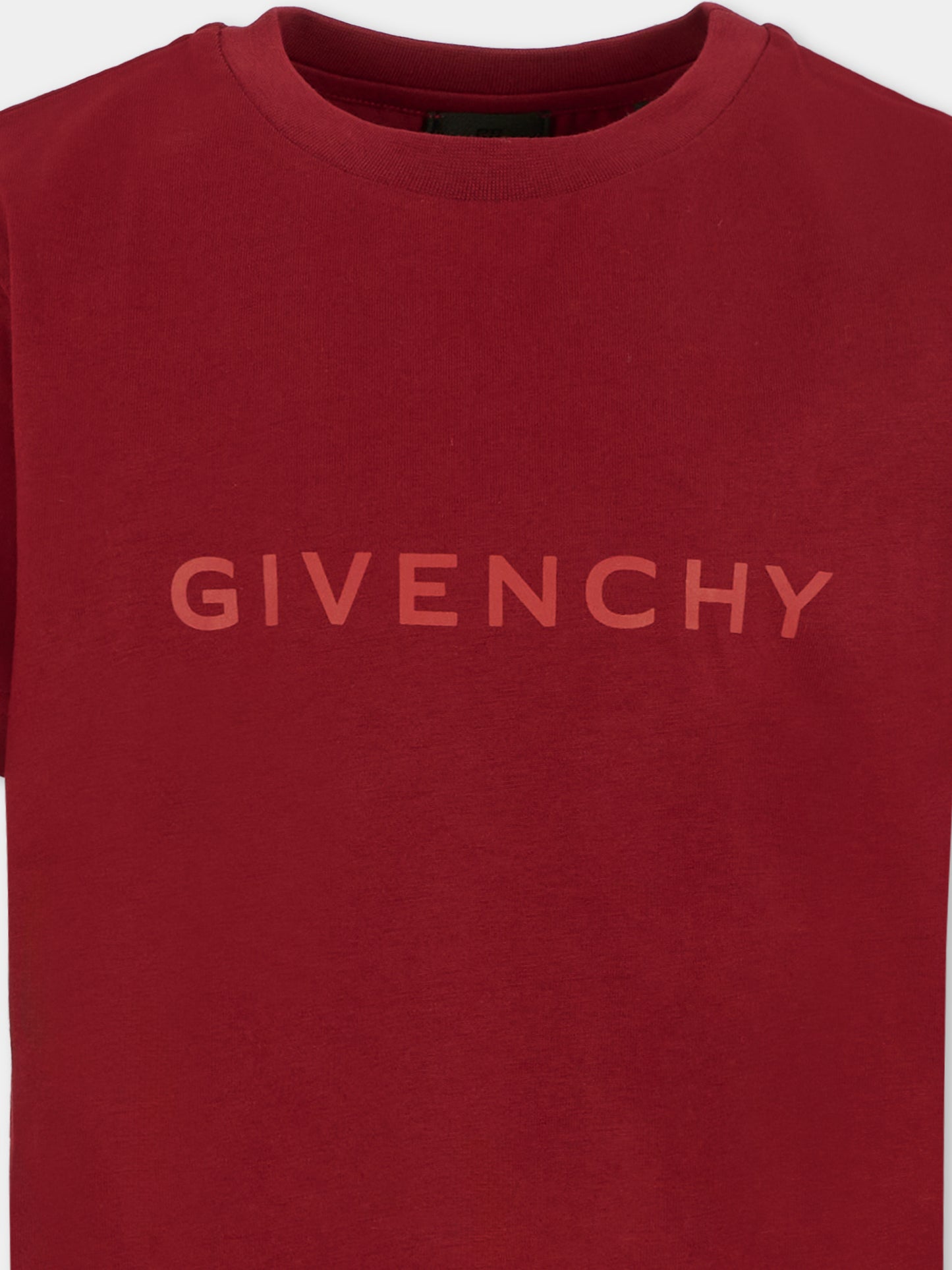 T-shirt bordeaux per bambini con logo,Givenchy Kids,H30952 95C
