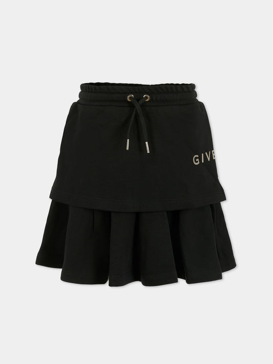Gonna nera per bambina con logo,Givenchy Kids,H30975 09B