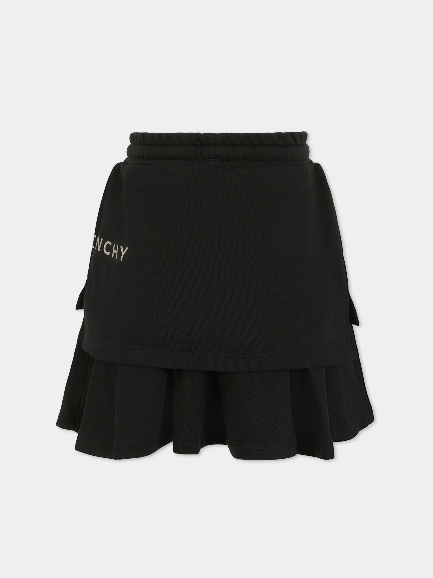 Gonna nera per bambina con logo,Givenchy Kids,H30975 09B