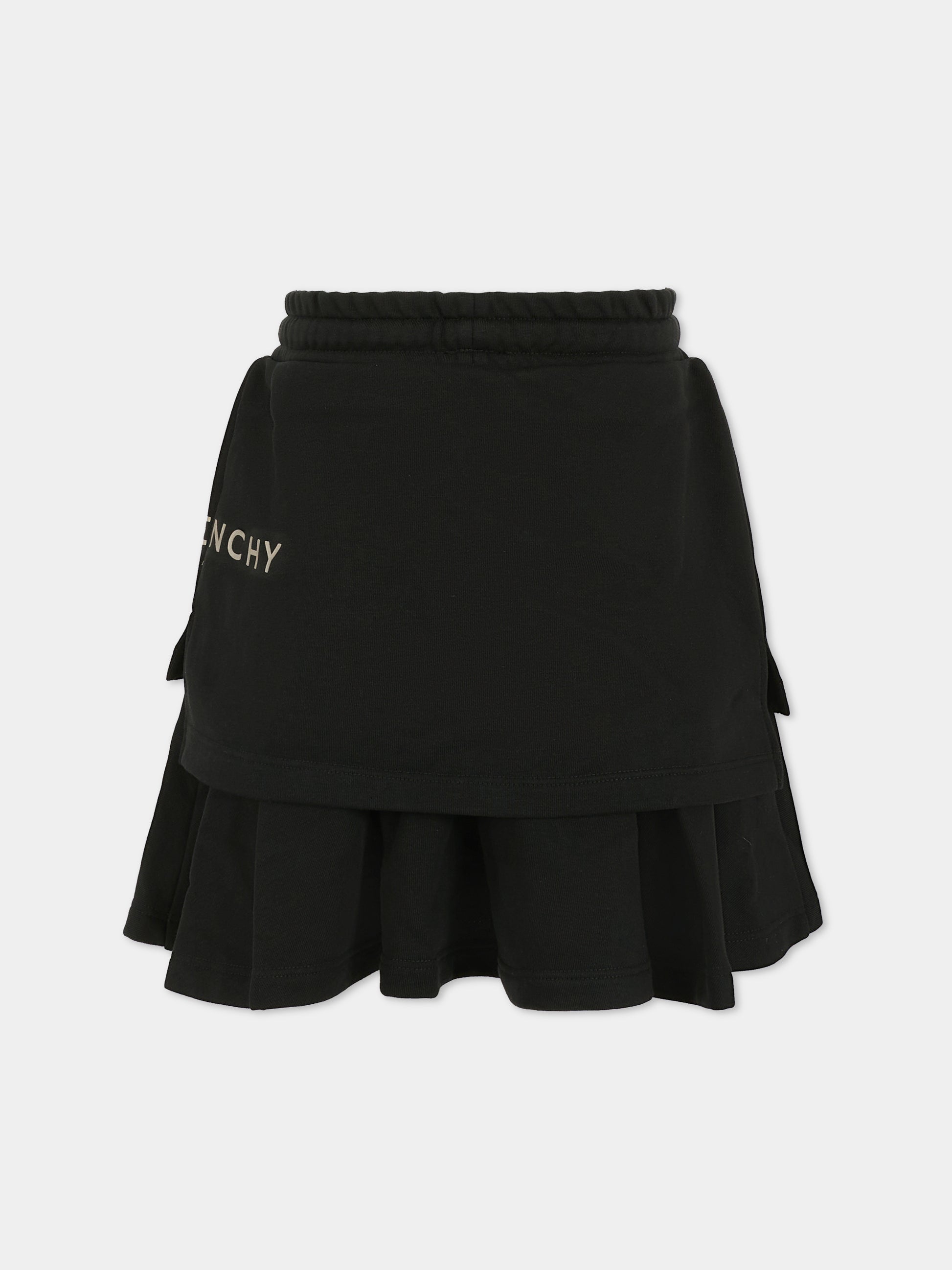 Gonna nera per bambina con logo,Givenchy Kids,H30975 09B