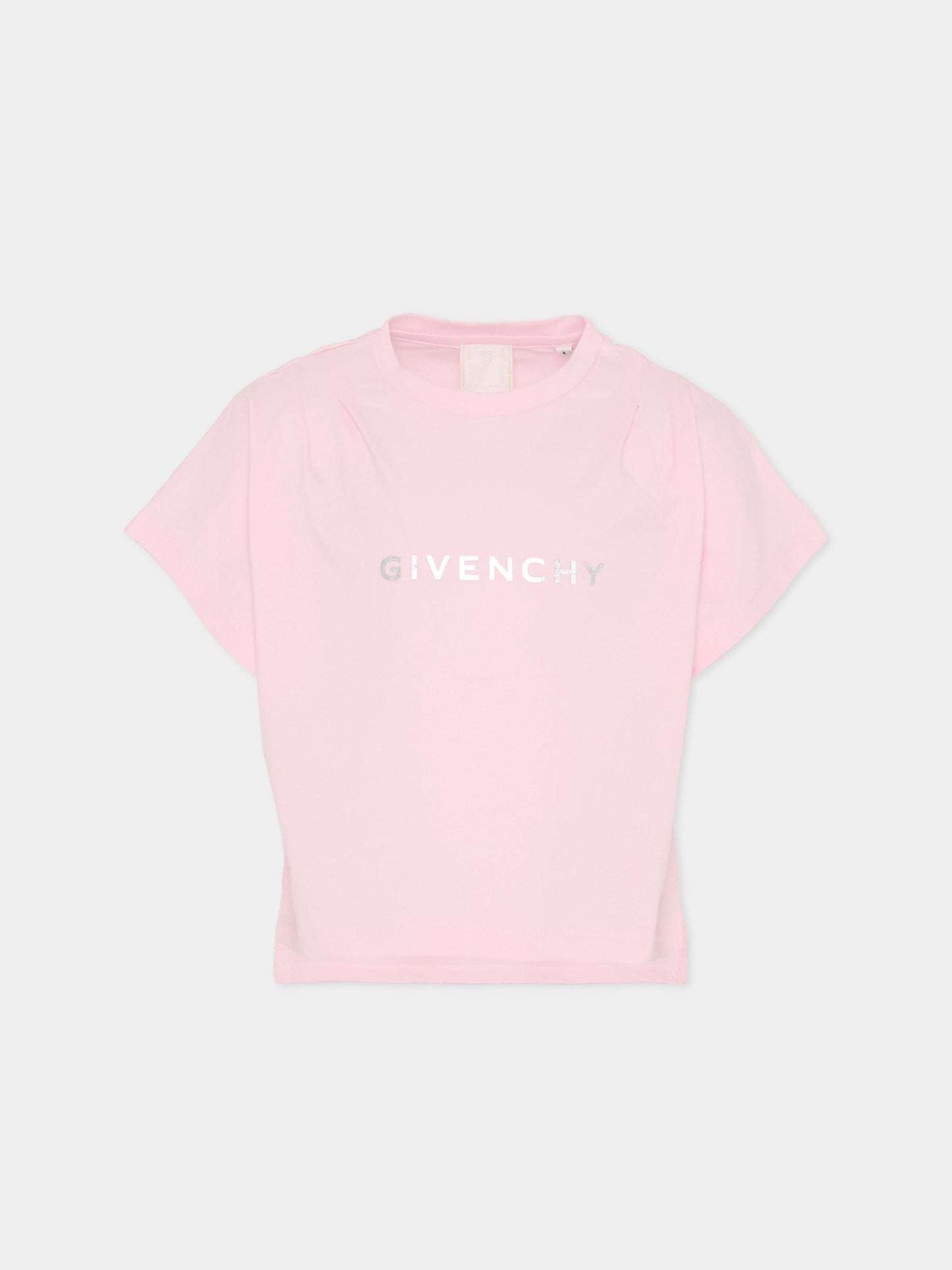 T-shirt rosa per bambina con logo,Givenchy Kids,H31010 44Z