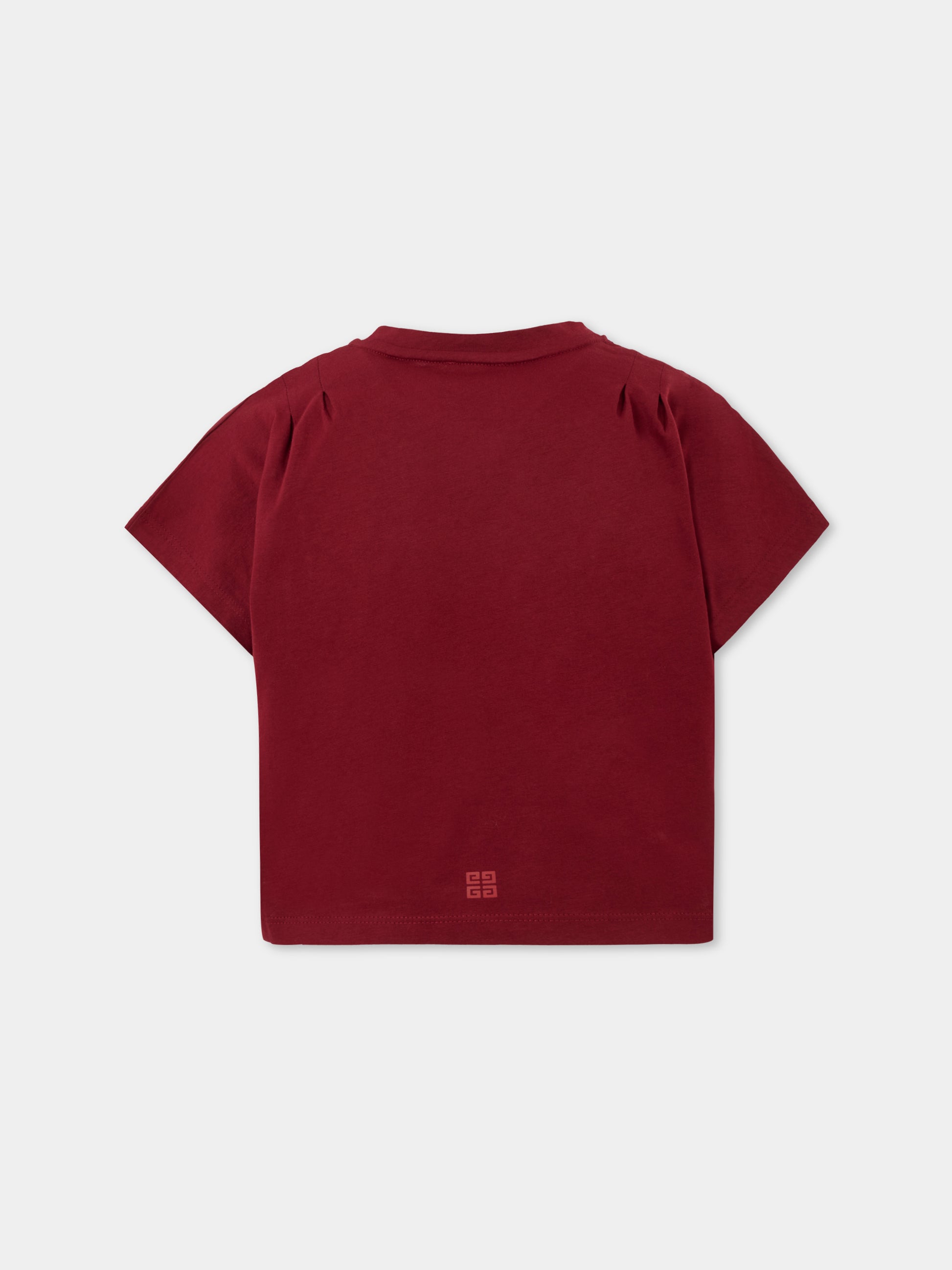 T-shirt bordeaux per bambina con logo,Givenchy Kids,H31010 95C