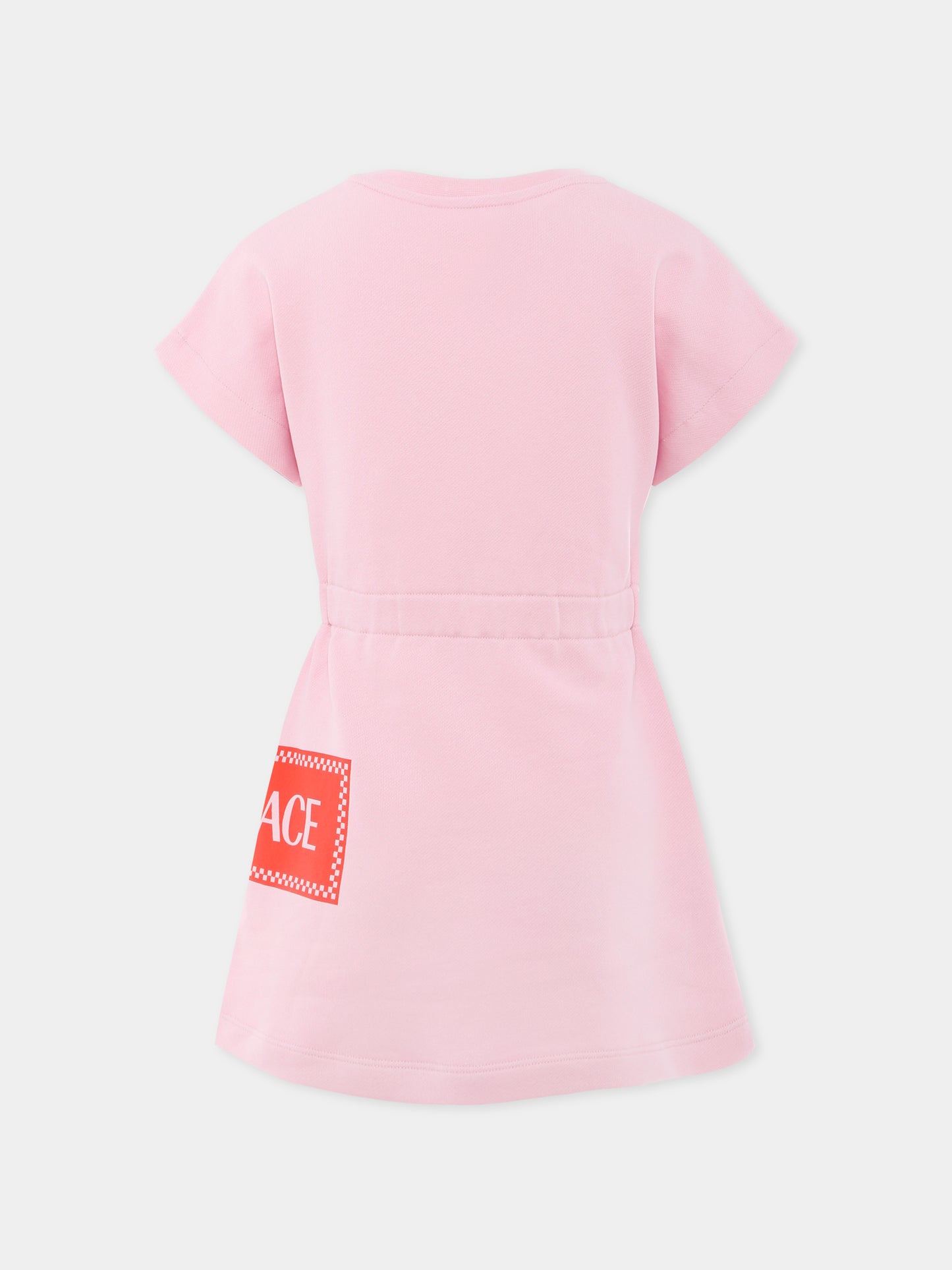 Vestito rosa con '90s vintage logo per bambina,Versace,1020028 1A13182 2PZ60