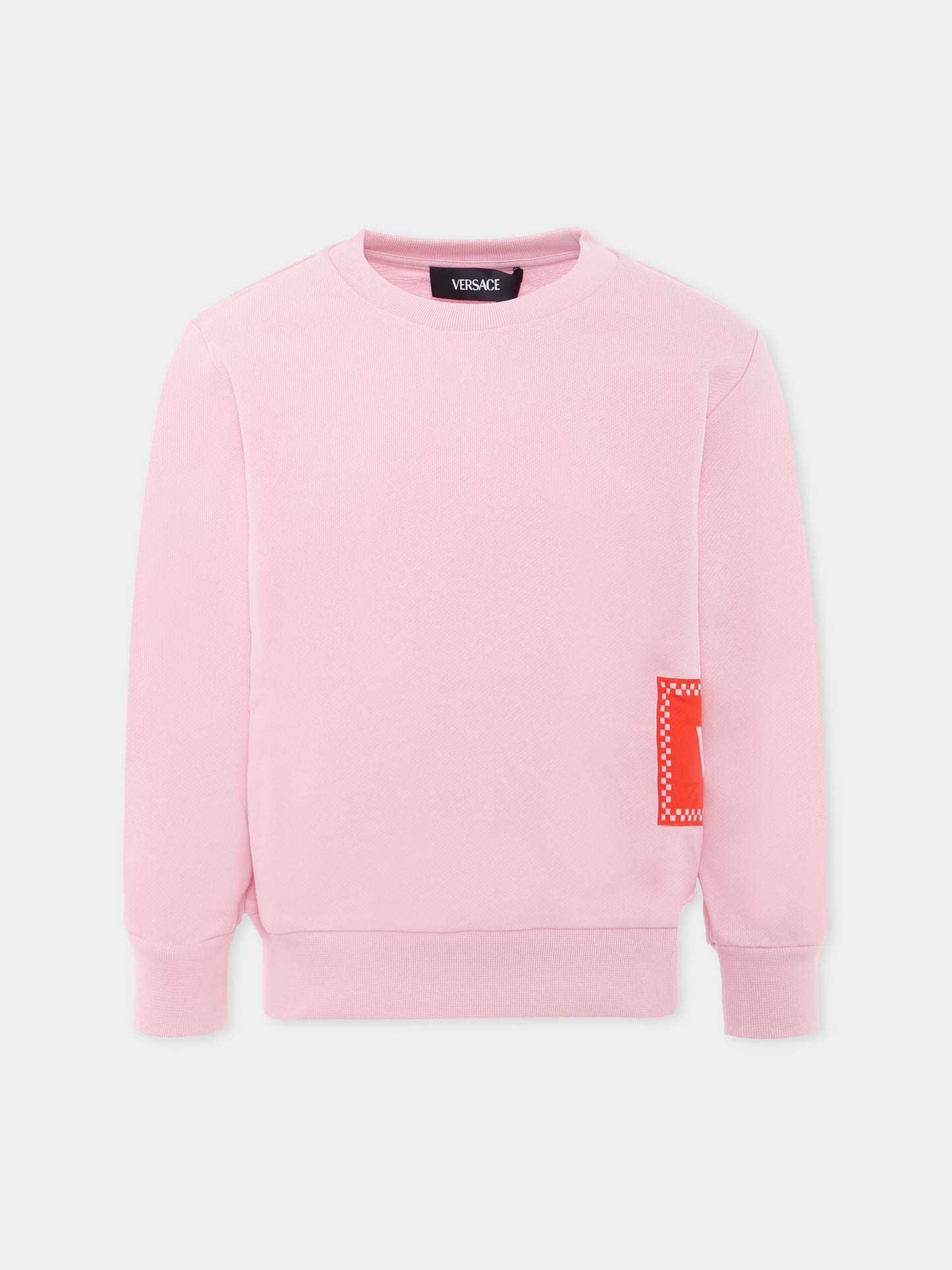 Felpa rosa con '90s vintage logo per bambina,Versace,1018577 1A13182 2PZ60